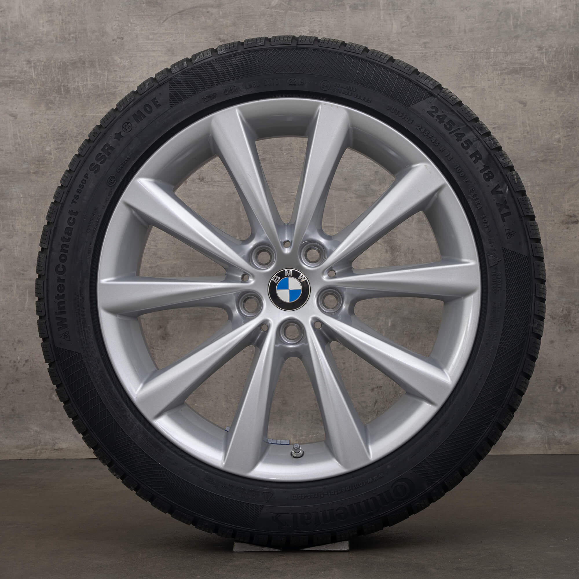 Original BMW 5-serie 8-serie vinterhjul 18 tommer G30 G31 G14 G15 G16 fælge styling 642 6867338 sølv NYT