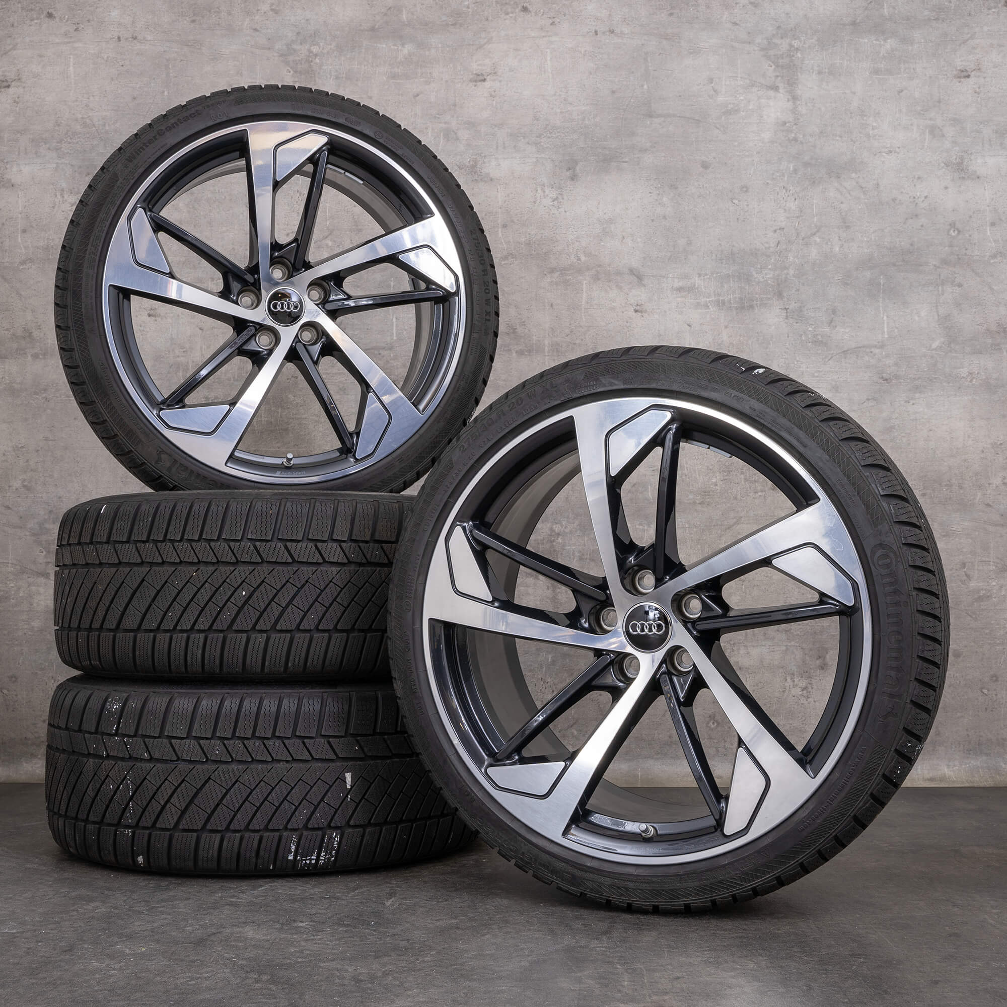 Originale Audi RS4 RS5 vinterdæk med fælge 20 tommer B9 8W F5 Trapezoid 8W0601025CN granit poleret