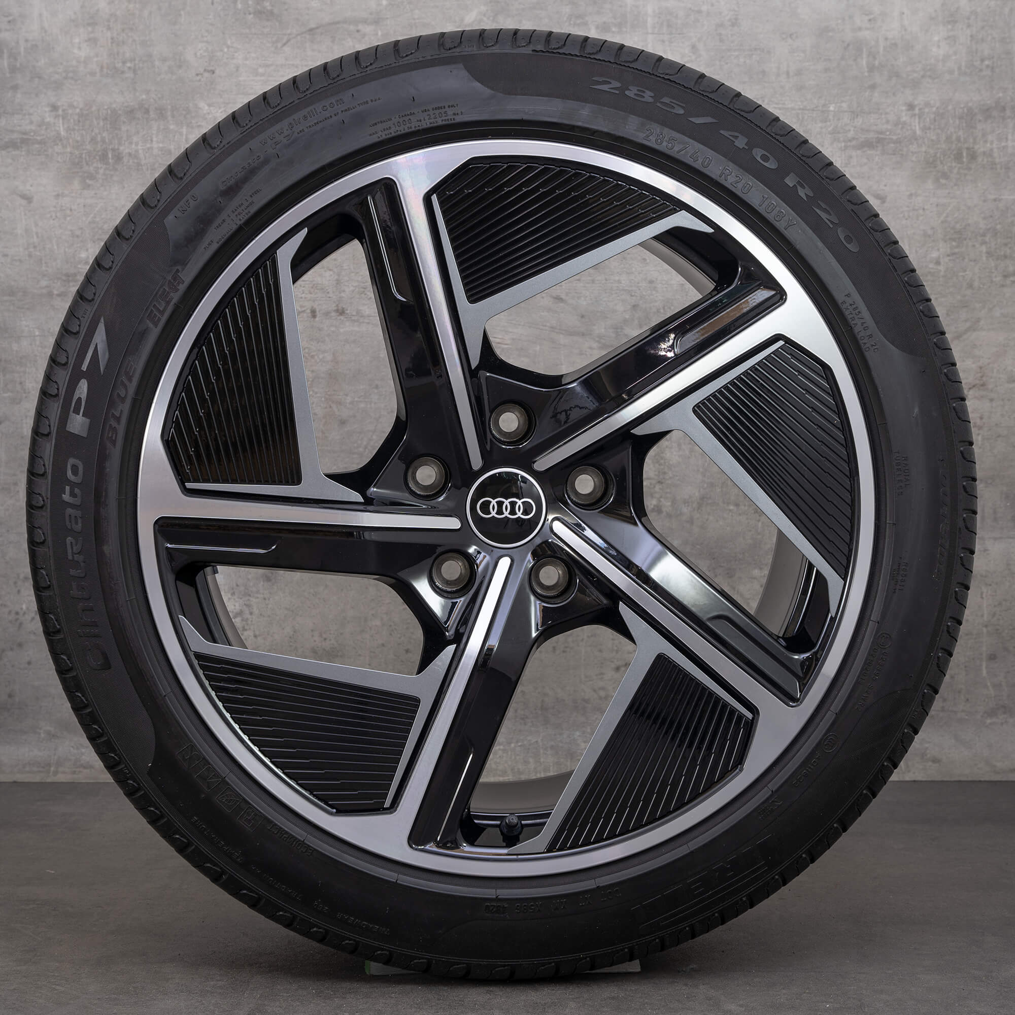 Originale Audi e-tron GT RS fælge 20 tommer FW Sommerrder Aero 4J3601025F 4J3601025H sort blank drejet NYT