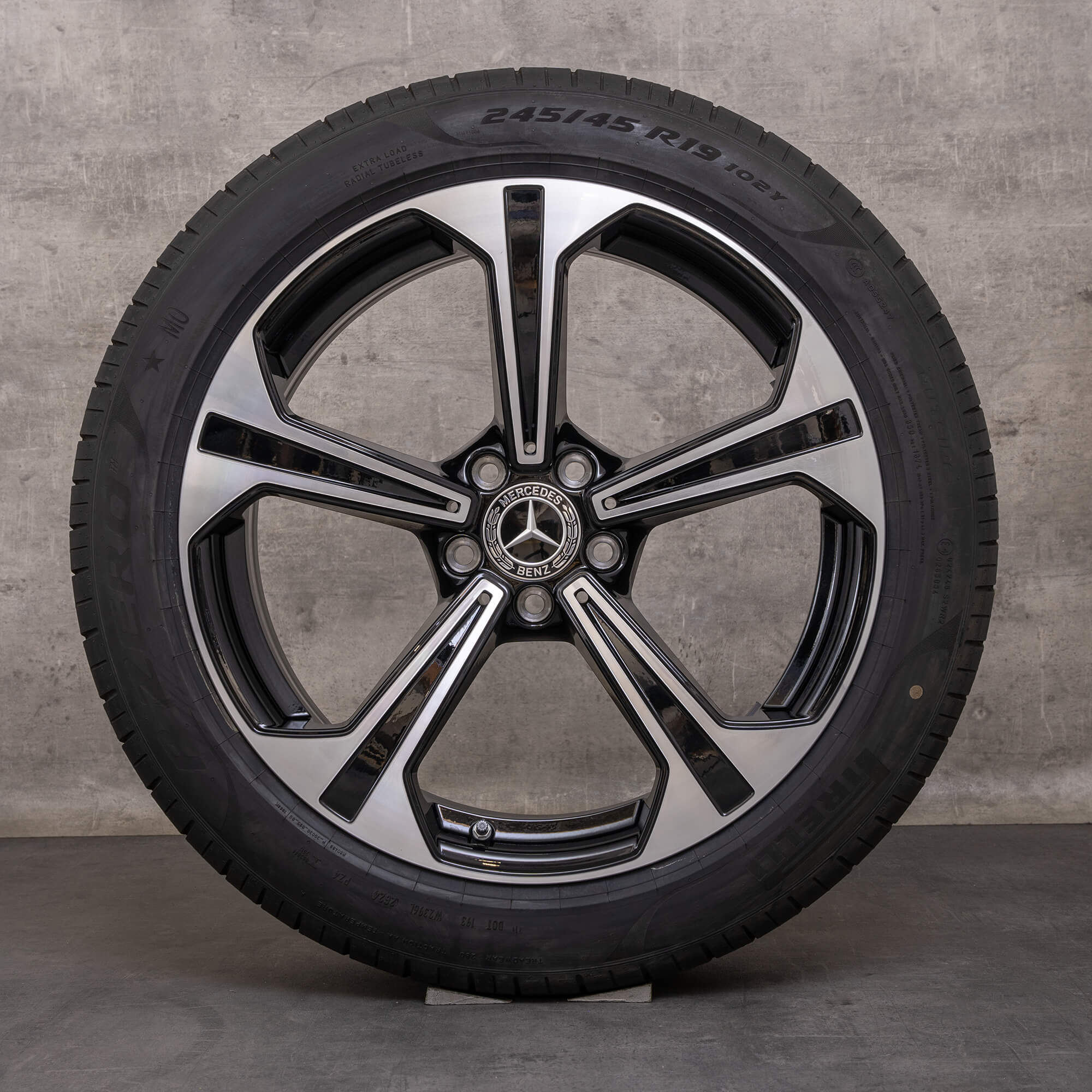 Originale Mercedes Benz E-Klasse hjul 19 tommer W214 S214 sommerhjul A2144013600 A2144013700 sort blank drejet
