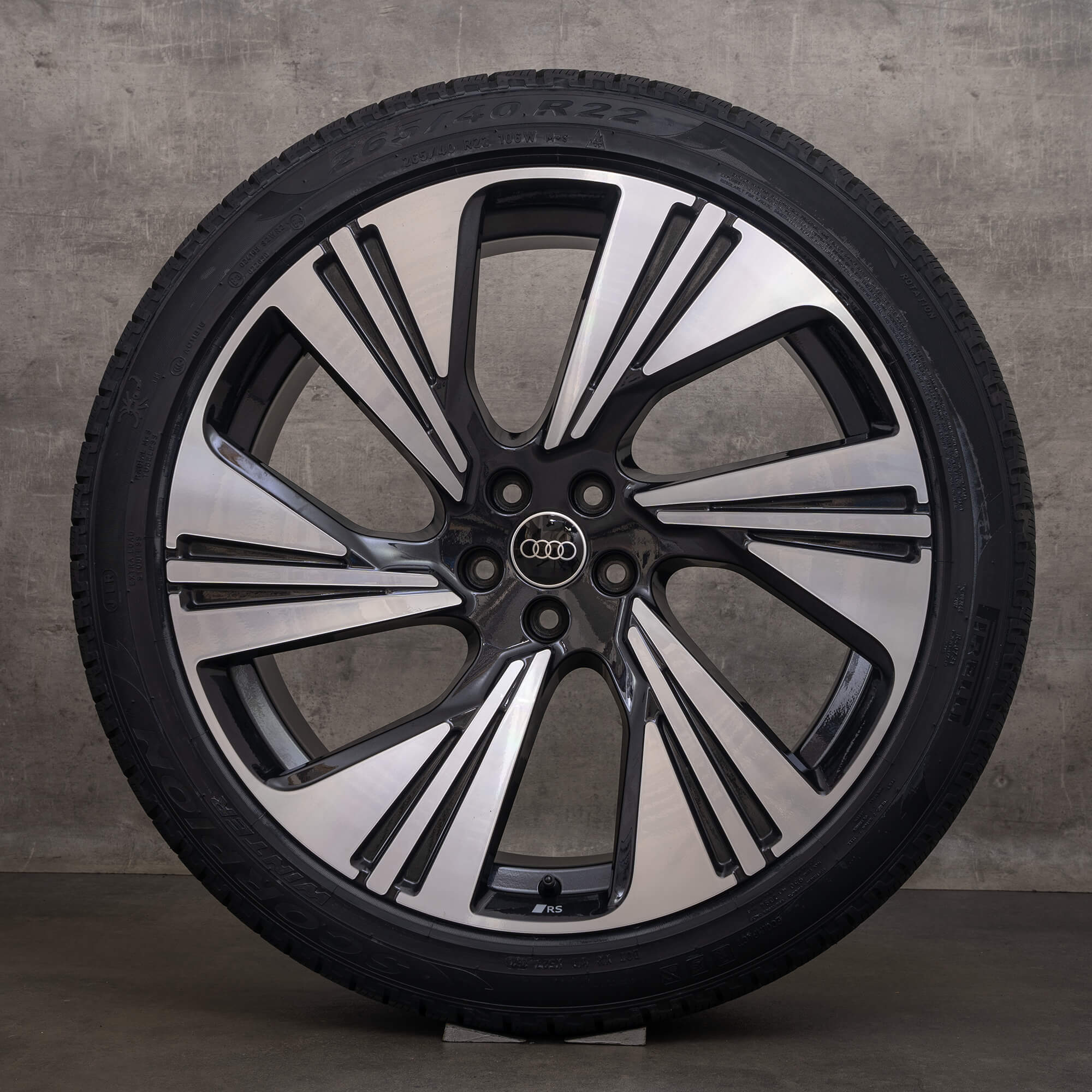 Originale Audi e-tron Q8 & Sportback fælge 22 tommer GE vinterhjul 4KE601025AM sorte blanke drejede vinterdæk