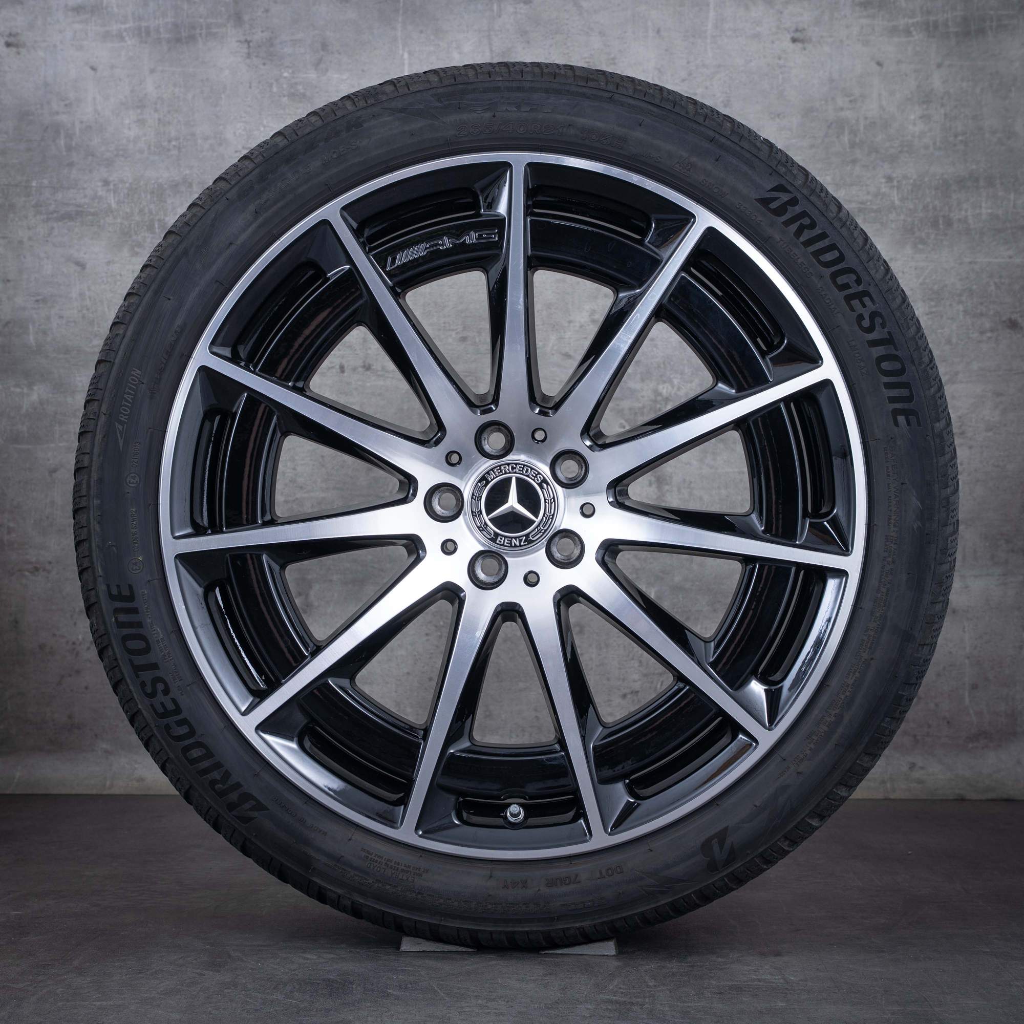 Oryginalał Mercedes Benz EQS & 53 AMG koła zimowe 21 cali 4Matic V297 Felgi A2974011400 czarne błyszczące toczone