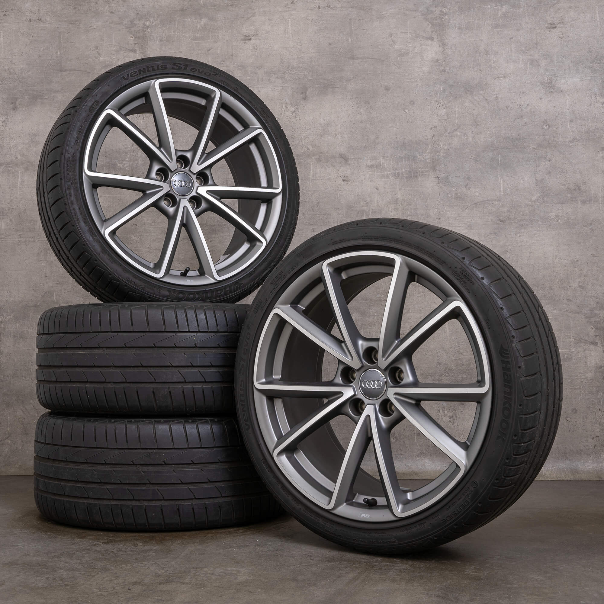 OEM Audi A4 S4 rims 19 inch 8W B9 summer wheels 8W0601025BD titan matt ...