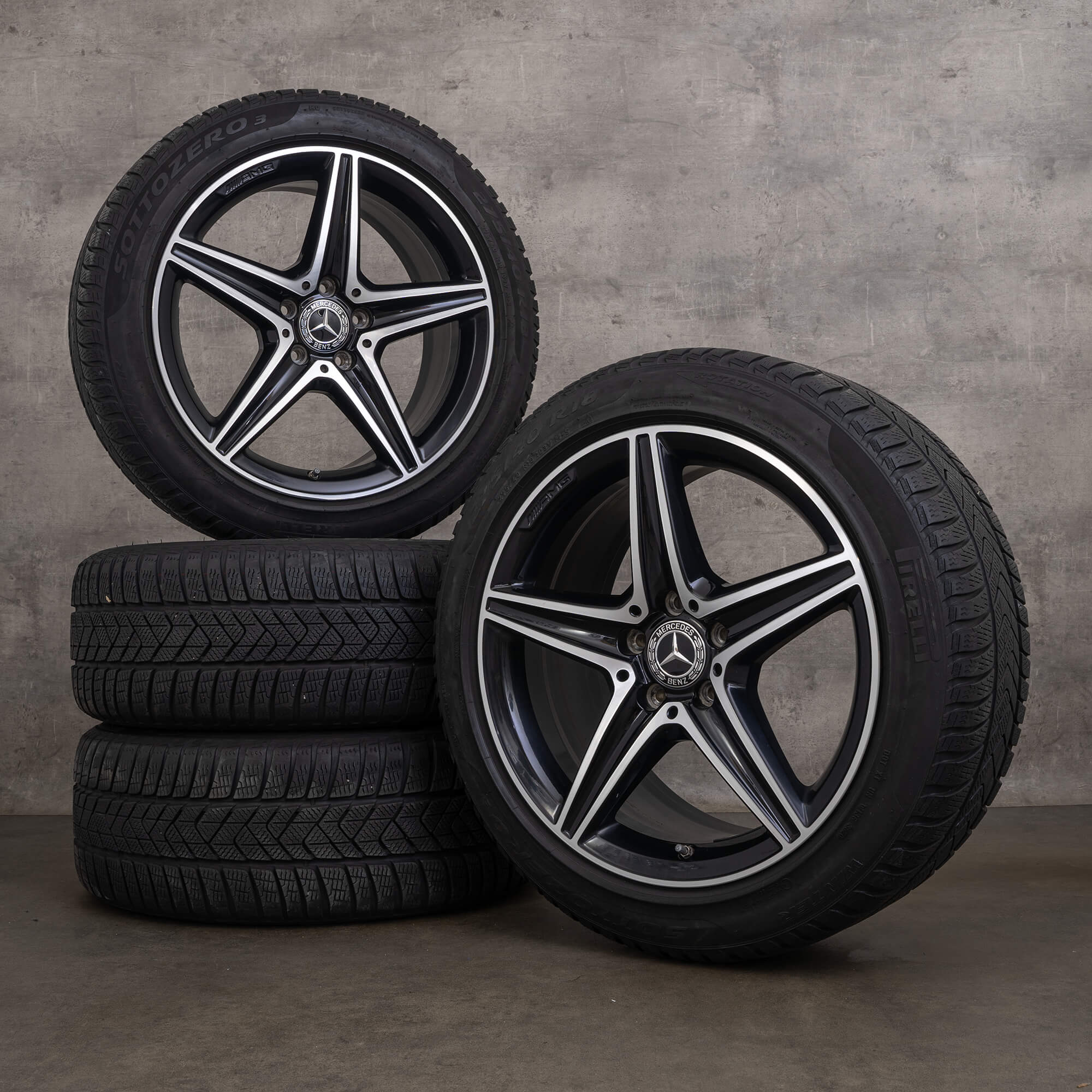 Original AMG Mercedes Benz E-Klasse Felgen 18 Zoll W213 S213 A238 C238 Winterreifen A2134011800 A2134011900 schwarz Winterräder