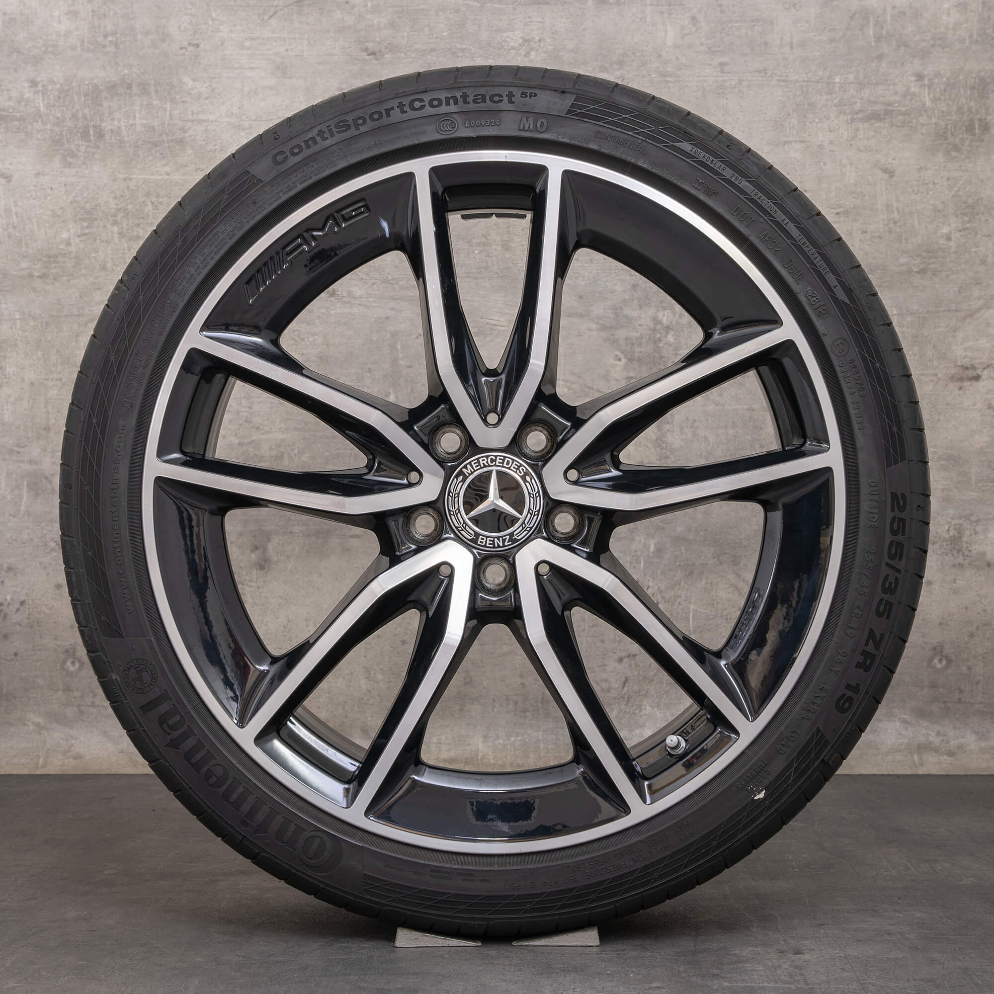 Orijinal Mercedes Benz C-Serisi C43 AMG kış jantları 19 inç W205 S205 C205 A205 jantlar A2054010701 A2054010801 siyah parlak tornalı