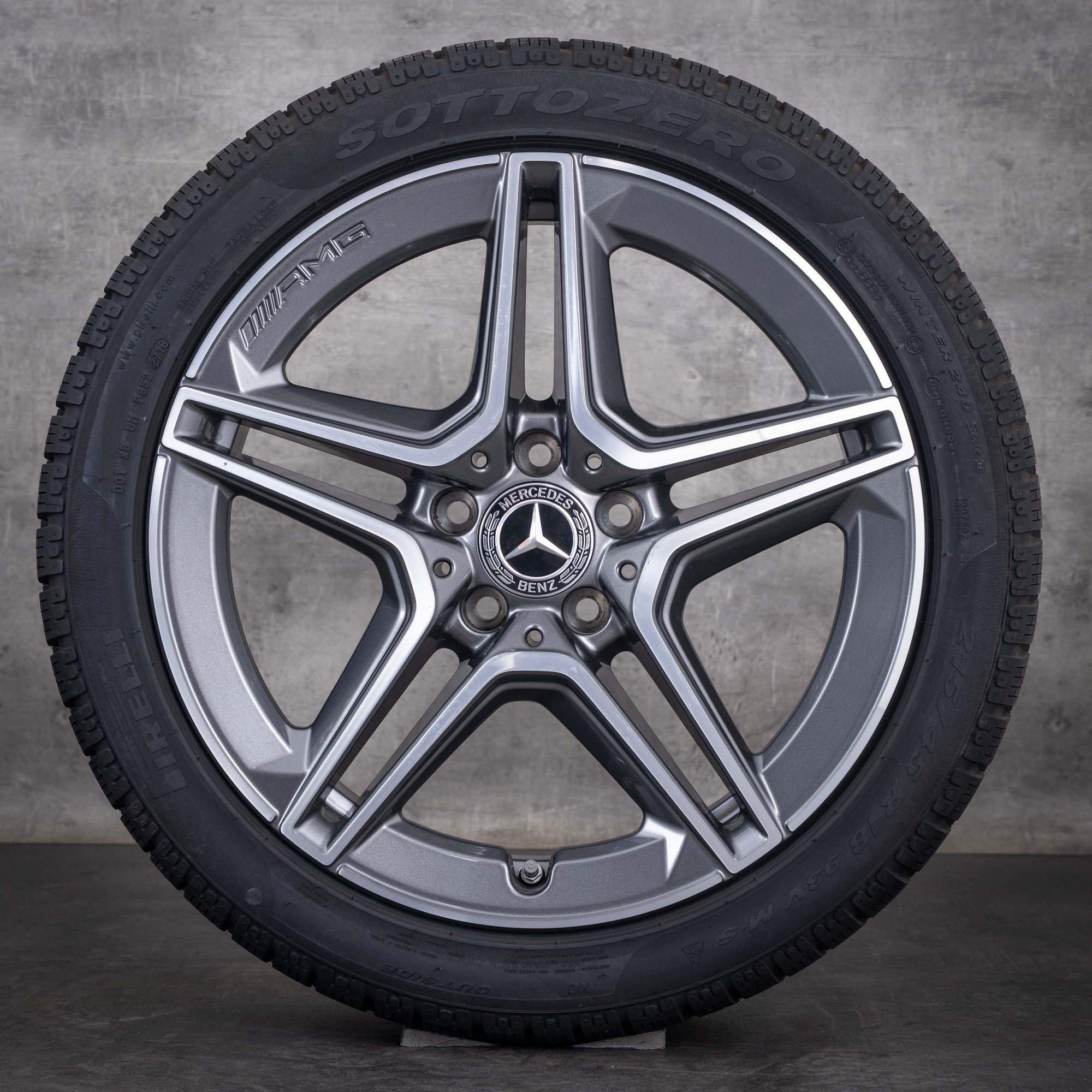 Original Mercedes Benz A-Klasse A35 AMG Winterräder 18 Zoll W177 V177 Felgen A1774013800 himalaya grey glanzgedreht