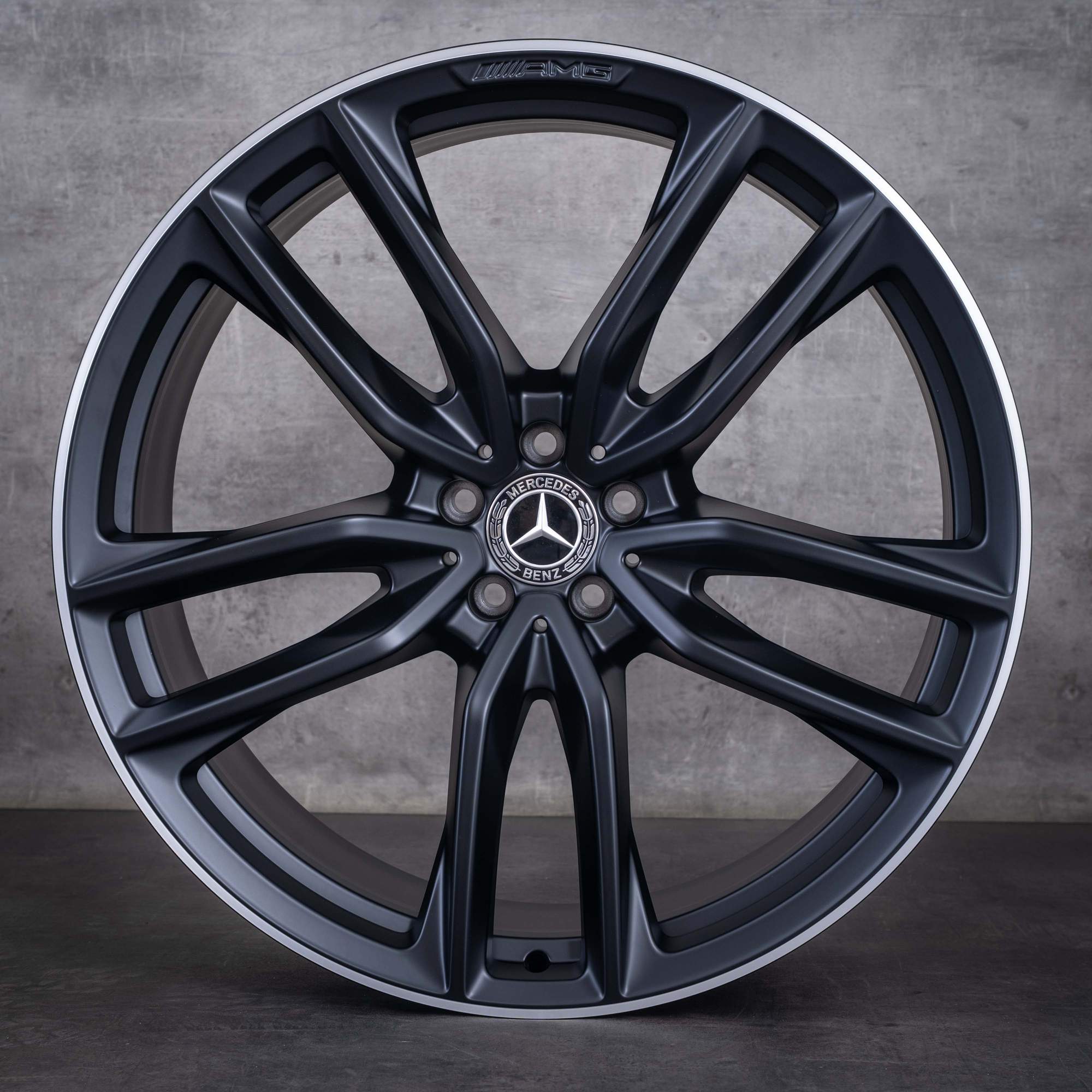 Original Mercedes-Benz GL GLS AMG-fälgar 23 tum X167 A1674017700 A1674017800 svarta matt kant frontpolerad NYA