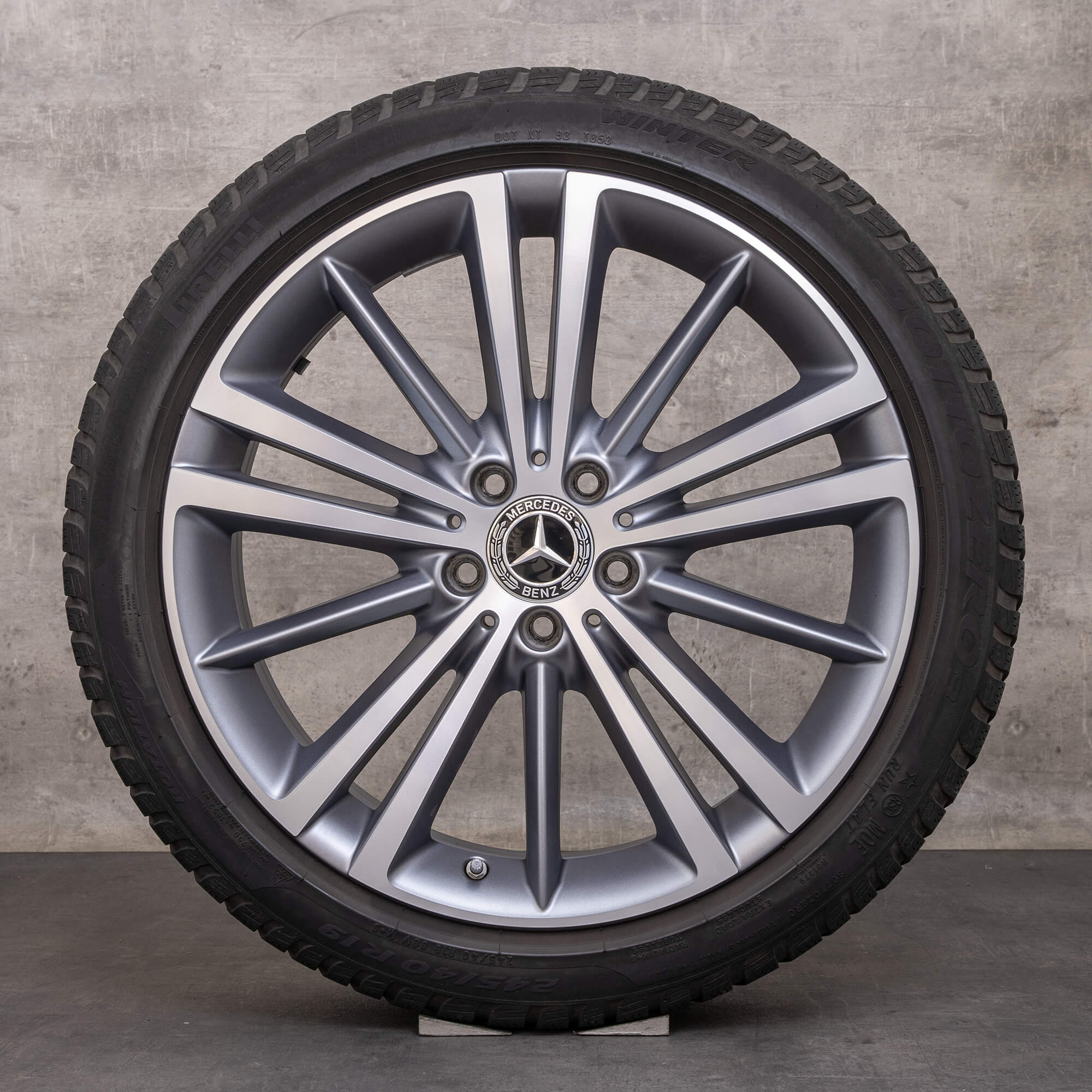 Orijinal Mercedes Benz CLS kış jantları 19 inç W257 C257 jantlar A2574010300 himalaya gri mat parlak tornalanmış