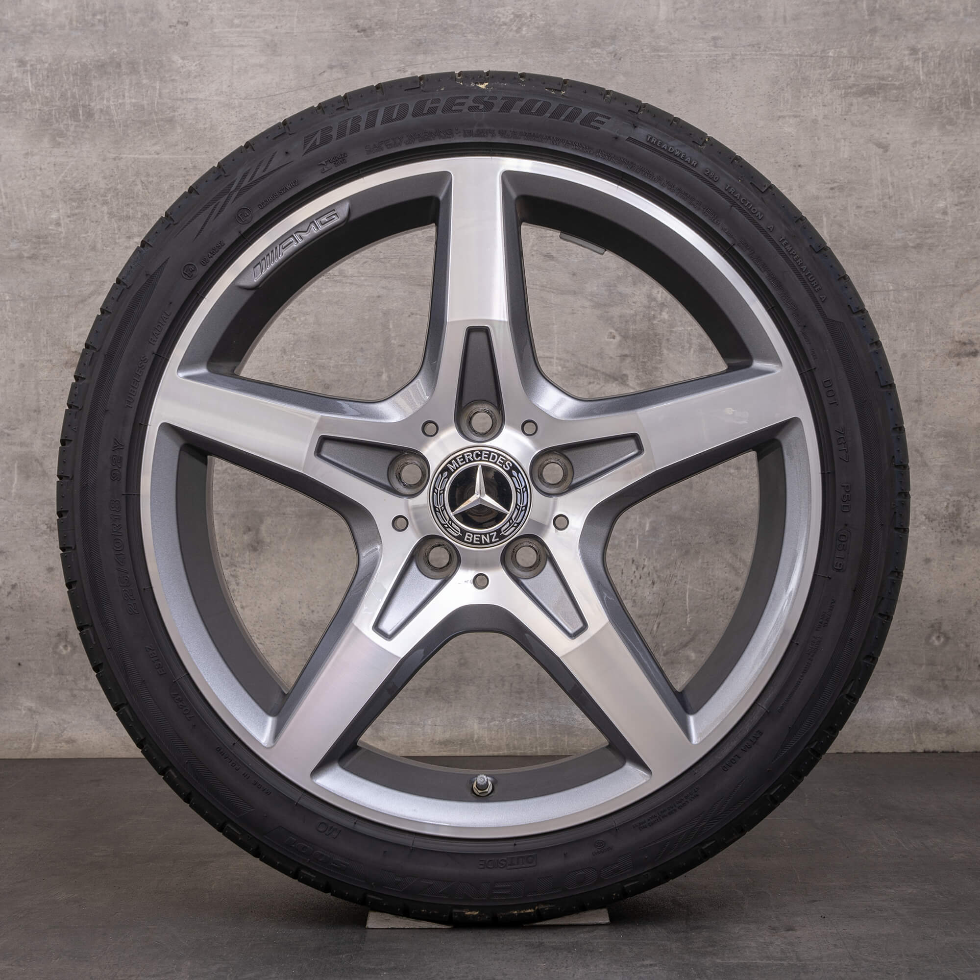 Orijinal Mercedes Benz SLK SLC AMG kış jant lastik 18 inç R172 jantlar A1724012602 A1724012702 himalaya gri parlak tornalanmış