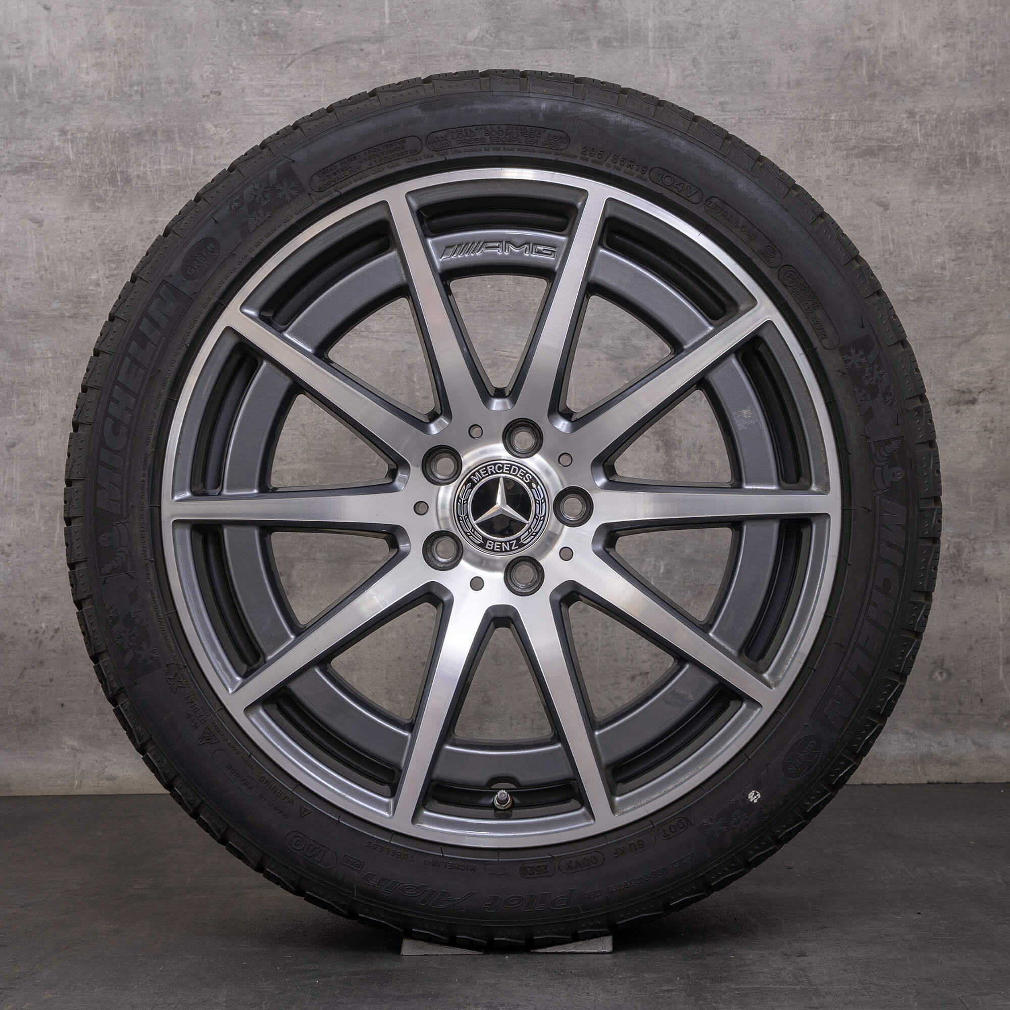 Oryginał Mercedes Benz Klasa E AMG E63 & S koła zimowe 19 cali W213 S213 felgi A2134016900 A2134017000 himalaya szary Polerowane