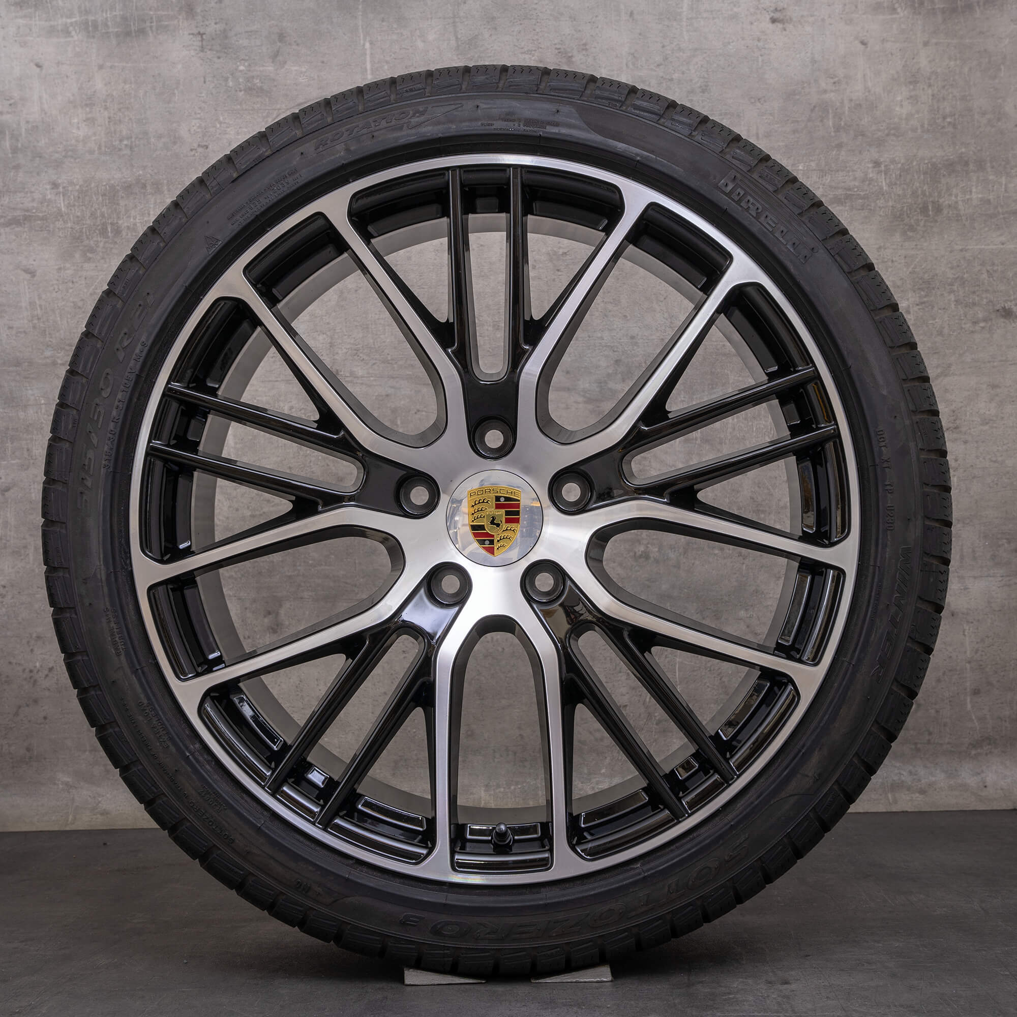 Originele Porsche Panamera winterwielen 21 inch 971 velgen 971601025AP 971698025D zwart glanzend gedraaid
