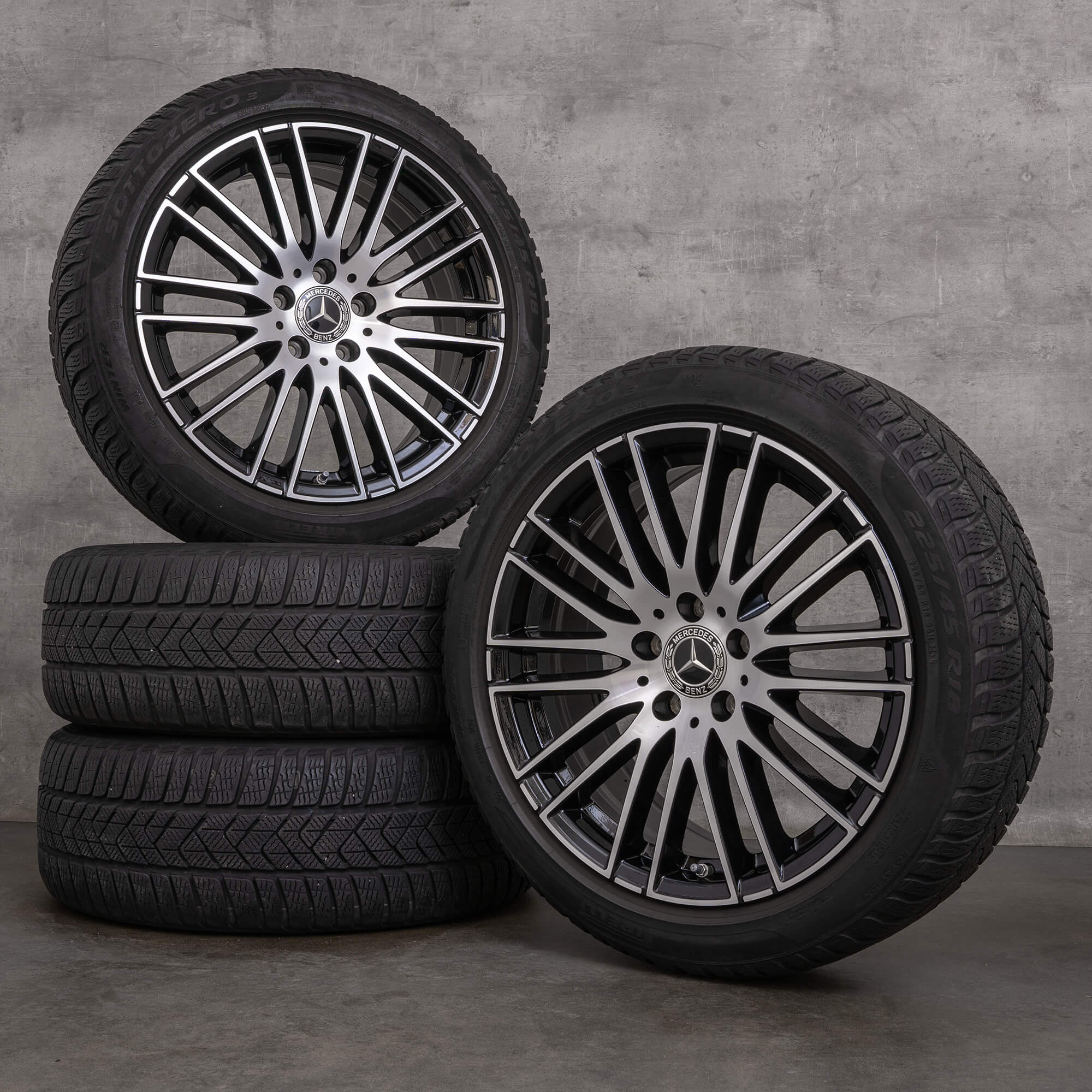 Original Mercedes Benz Clase C ruedas de invierno 18 pulgadas W206 S206 llantas A2064014900 negro pulido