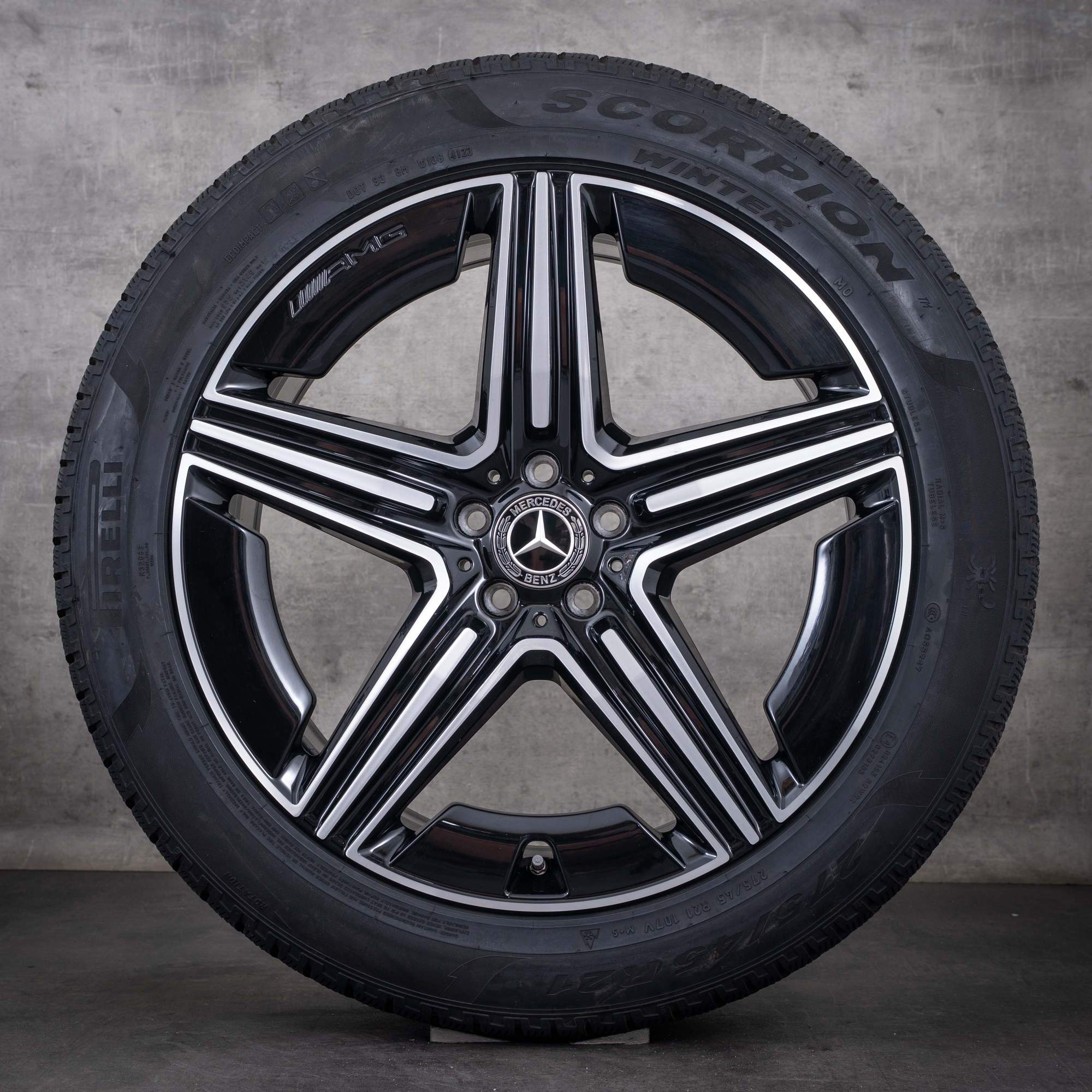 Pneus de inverno originais Mercedes-Benz GLE AMG 21 polegadas V167 C167, referências A1674014301 e A1674014401, pretas com acabamento diamantado