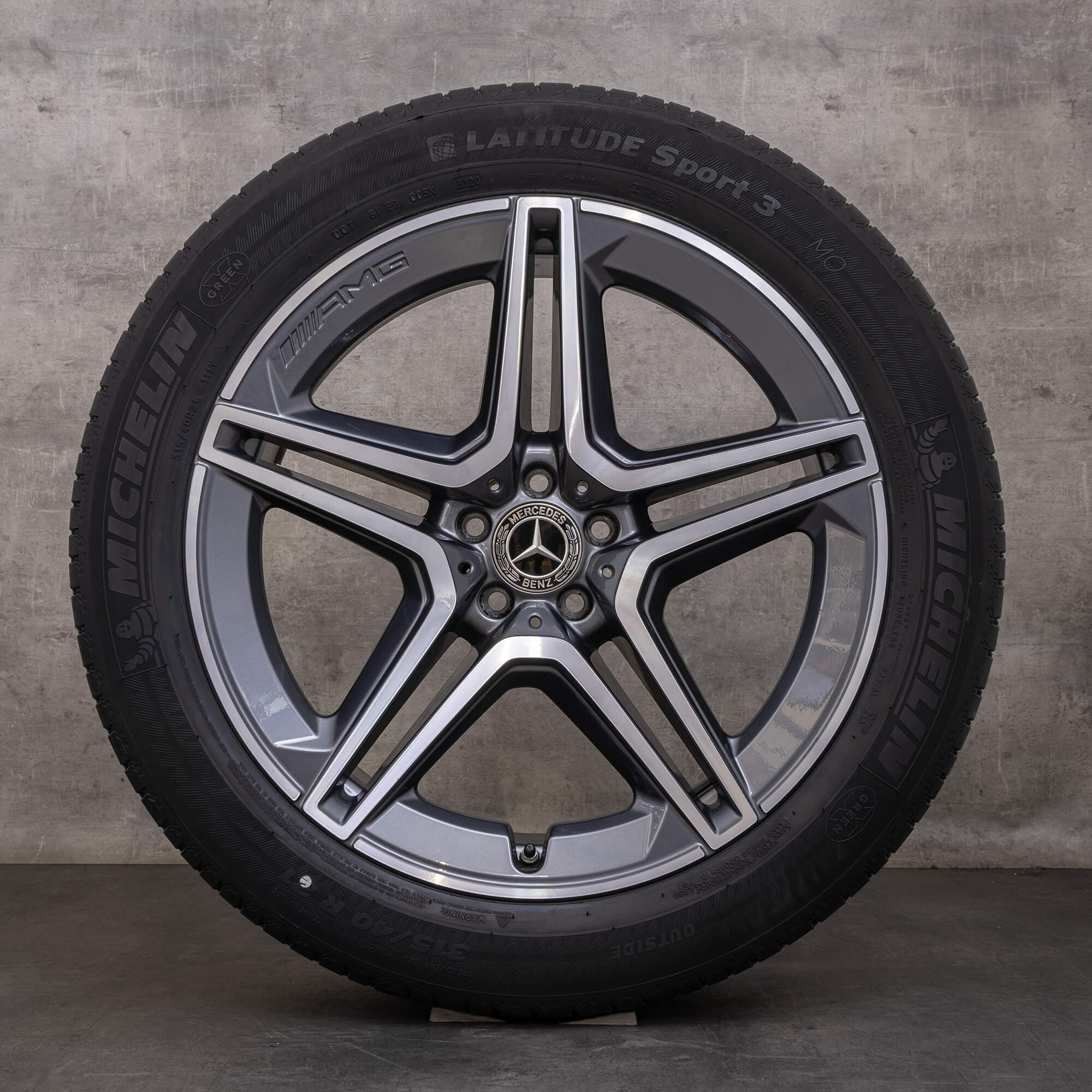 Jantes e pneus inverno originais Mercedes Benz GLS AMG de 21 polegadas X167 jantes A1674017300 A1674017400 himalaia cinzento polido