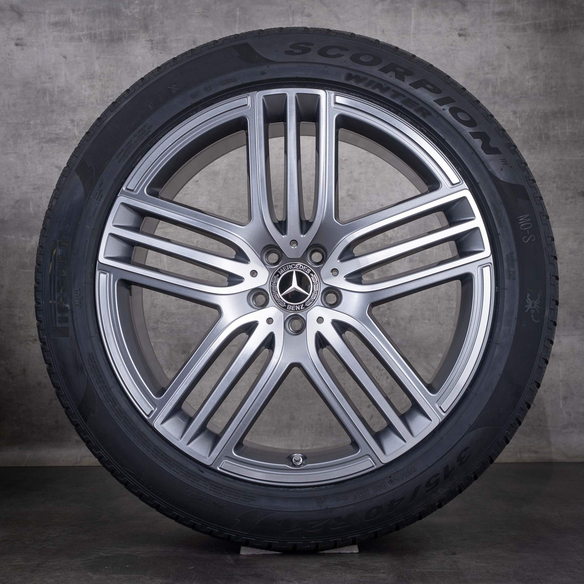Originale Mercedes-Benz GLS vinterhjul 21 tommer X167-fælge A1674015100 A1674015300 himalaya grey diamond cut foran - hjul 4 af 4