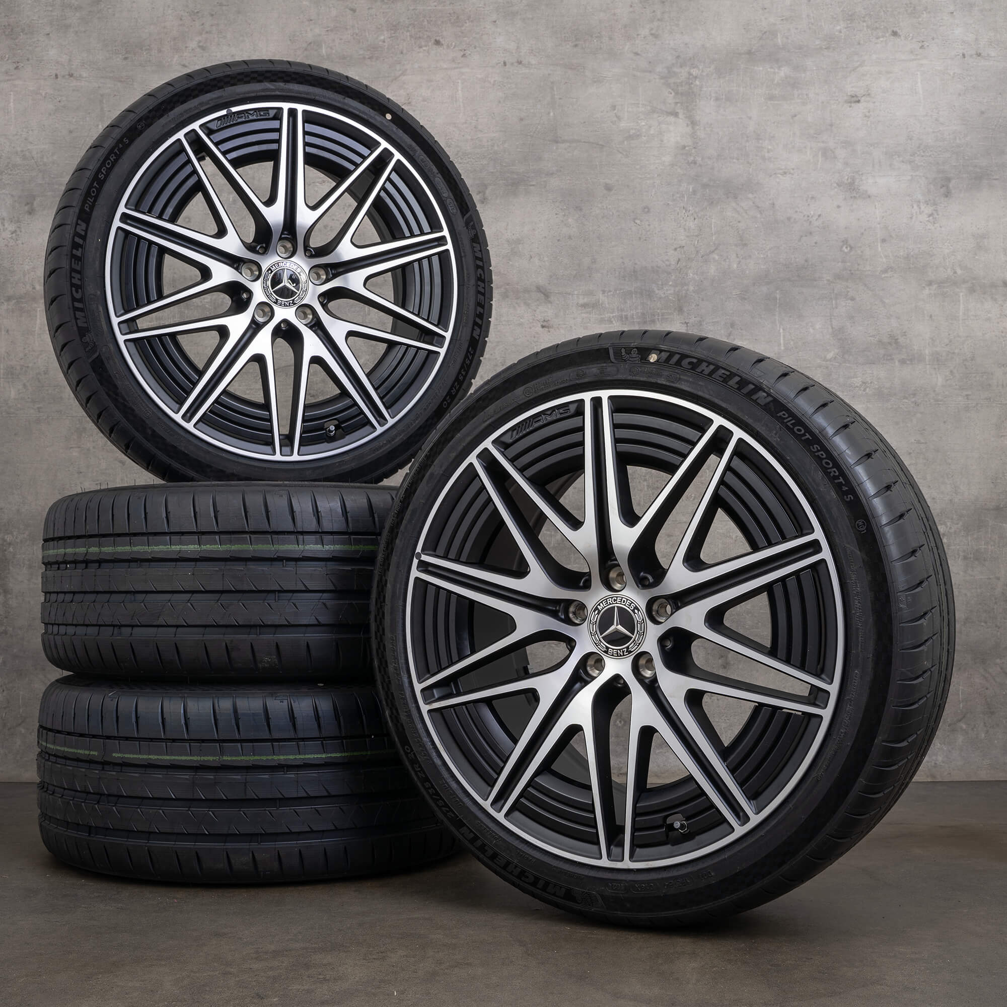 Originele Mercedes Benz C-klasse C63 S E AMG 20 inch W206 S206 zomerwielen A2064013000 A2064012600 zwart glanzend gedraaid NIEUW