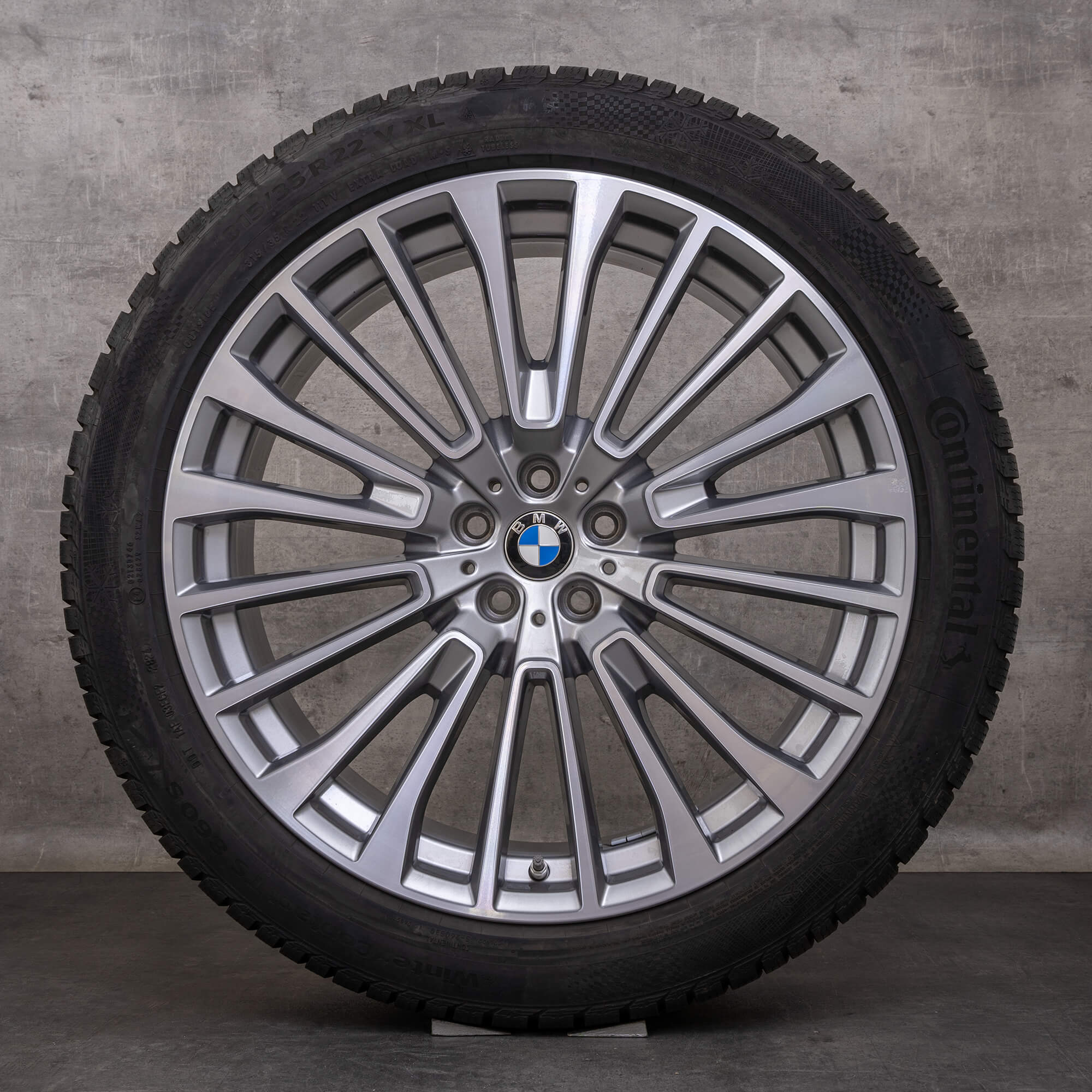 Originale BMW X7 fælge 22 tommer G07 sommerdæk styling 757 6885144 6885463 sort poleret
