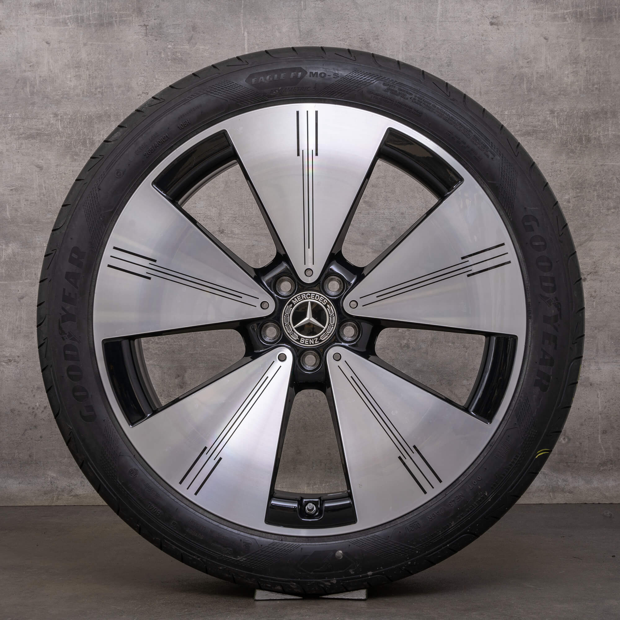 Original Mercedes Benz EQS llantas 21 pulgadas V297 ruedas de verano A2974011100 negro brillante torneado