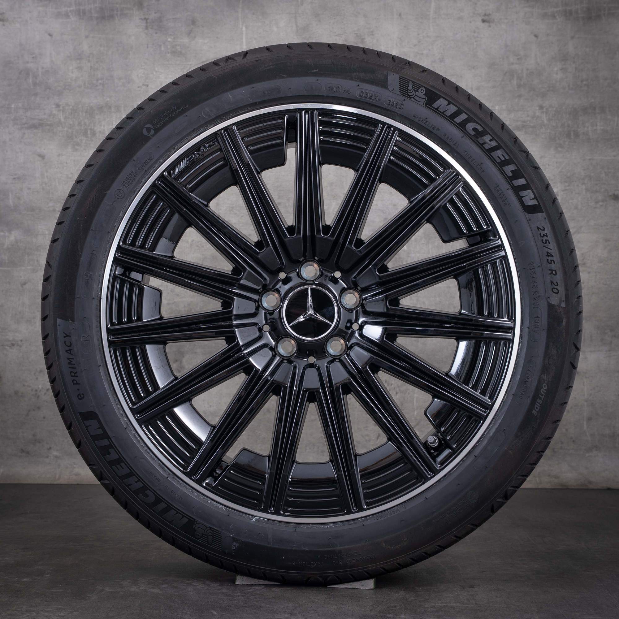 Original Mercedes-Benz GLA GLB 20-tums AMG-fälgar H247 X247 sommarhjul A2474015200 svarta frontpolerade