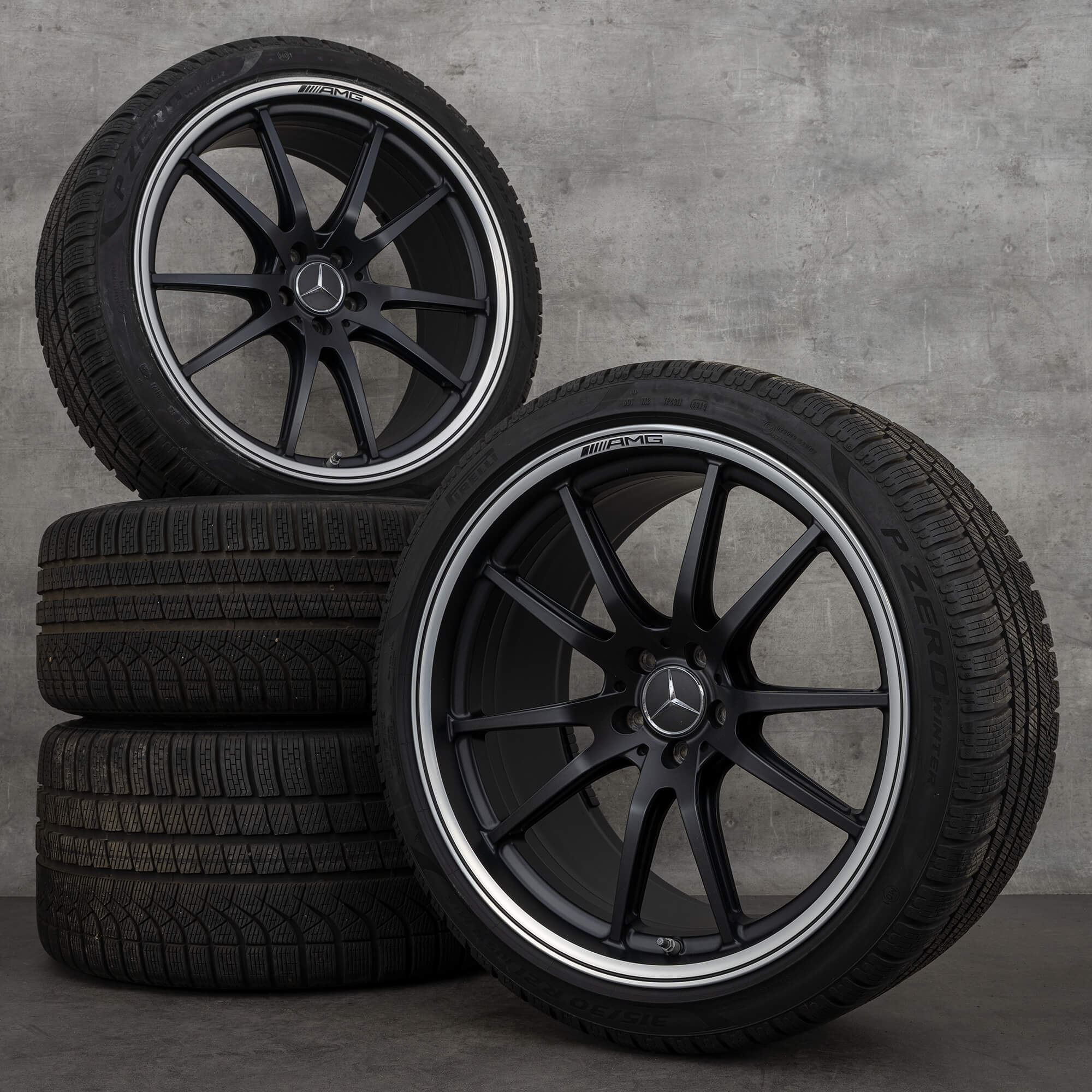 Alkuperäiset Mercedes-Benz AMG GT 43 53 63 S 4Matic+ & E Performance -talvirenkaat 21 tuumaa X290-vanteet A2904011200 A2904011300 diamond cut musta UUDET