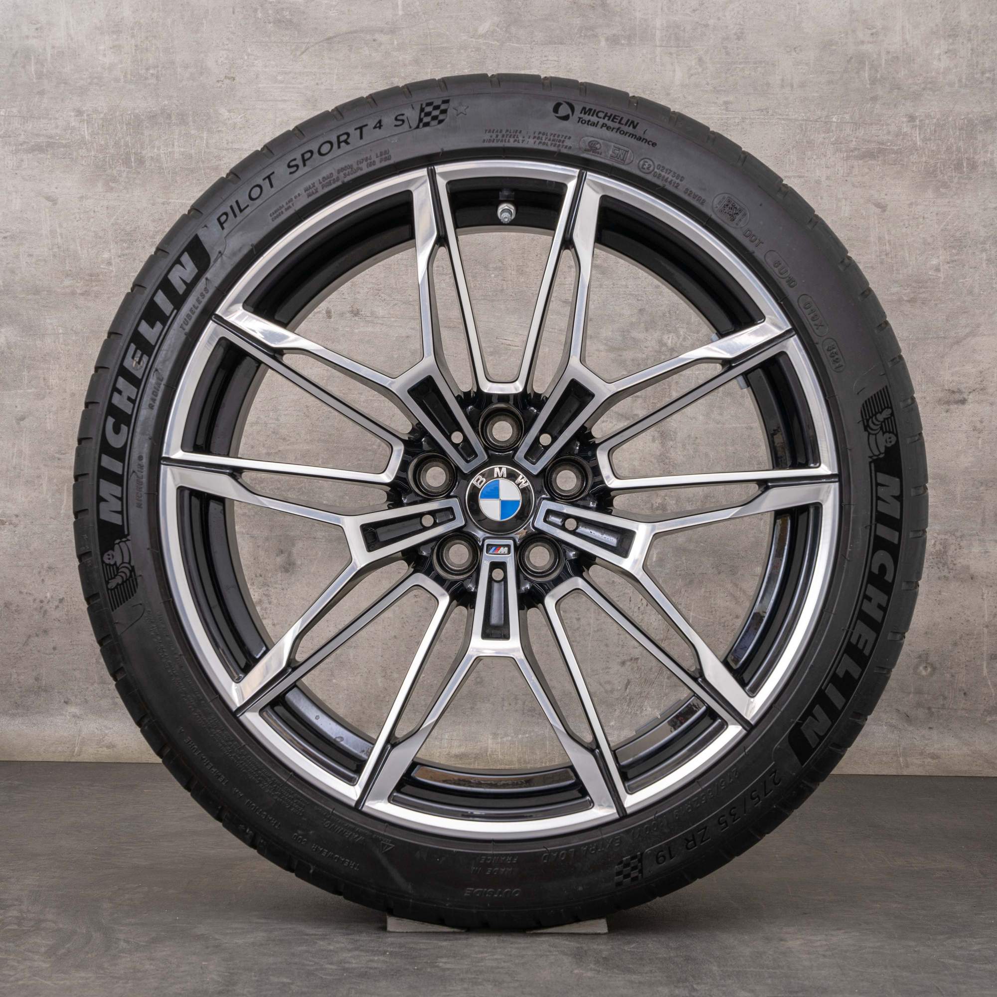 Oryginalał BMW M3 M4 felgi 19 20 cali G80 G82 G83 koła letnie 8093832 8093833 stylizacja 825 czarny polerowany toczony