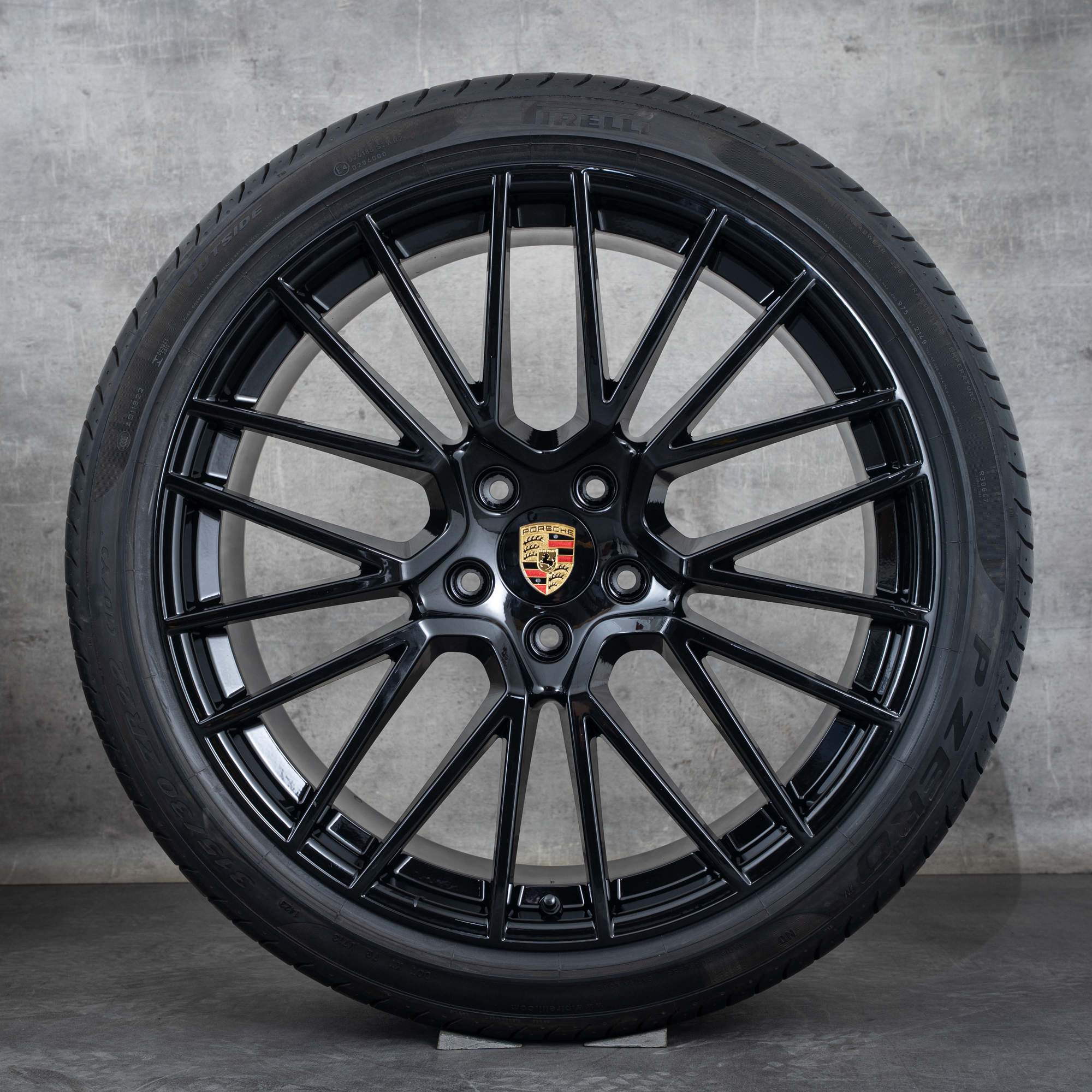 Oryginalne felgi Porsche Cayenne Coupe 22 cale 9YA E3 letnie koła 9Y3601025AL 9Y3601025AM RS Spyder czarne błyszczące