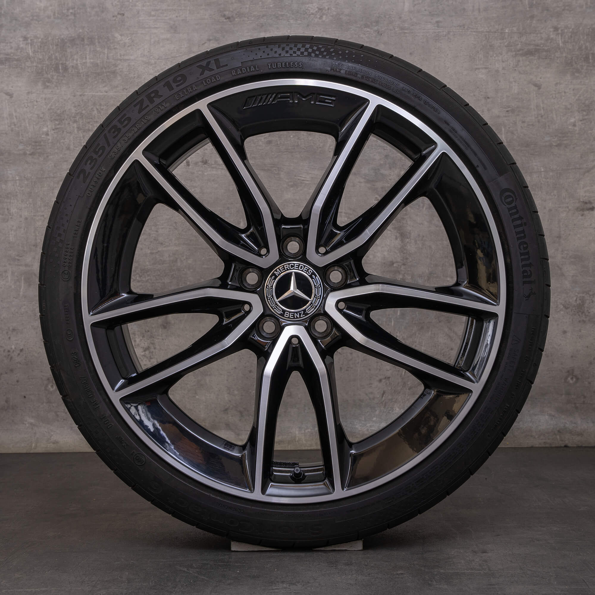 Alkuperäinen Mercedes Benz A-sarja A 35 AMG vanteet 19 tuuman W177 V177 kesäpyörät A1774012000 musta kiillotettu