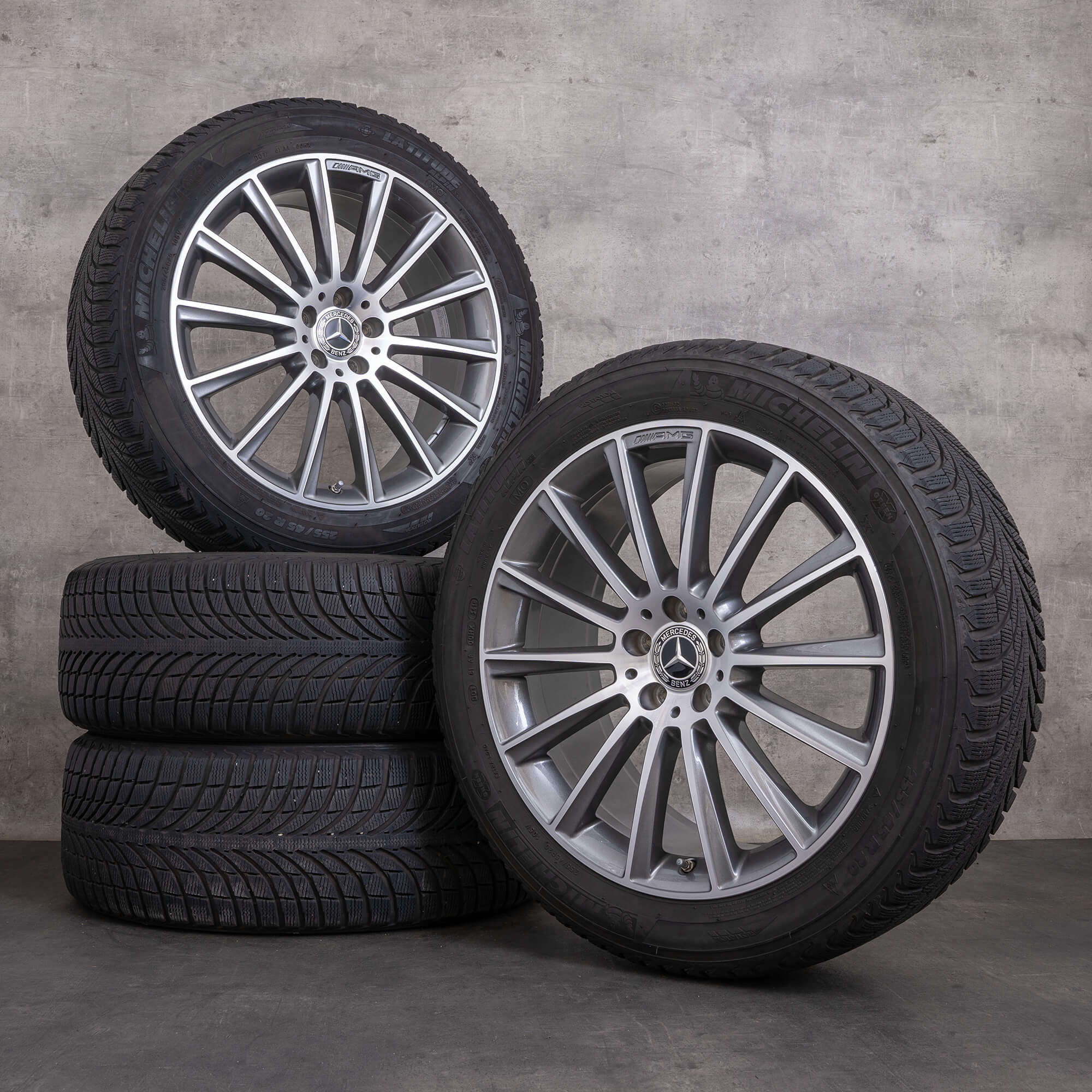 OEM Mercedes Benz GLC AMG snow tire packages 20 inch X253 C253 Rims A2534011900 himalaya grey glossy turned