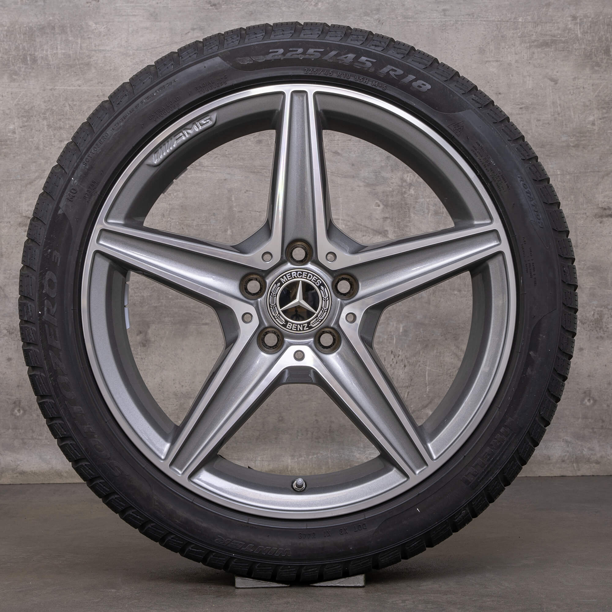 Llantas de invierno originales Mercedes Benz Clase C AMG 18 pulgadas W205 S205 C205 A205 A2054011100 gris himalaya torneado brillante