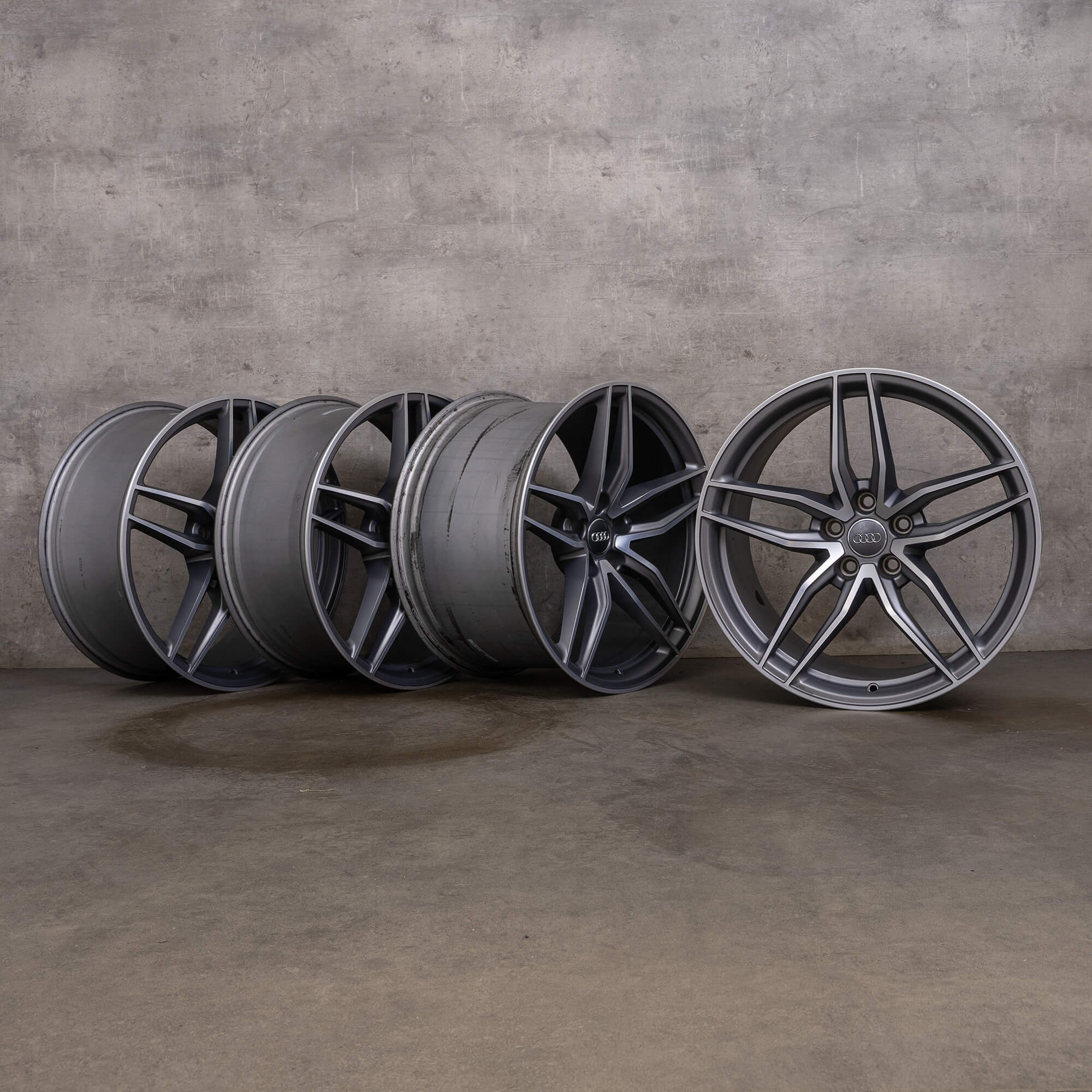 Originale Audi R8 fælge 19 tommer 4S V10 aluminiumsfælge 4S0601025D 4S0601025E antracit poleret