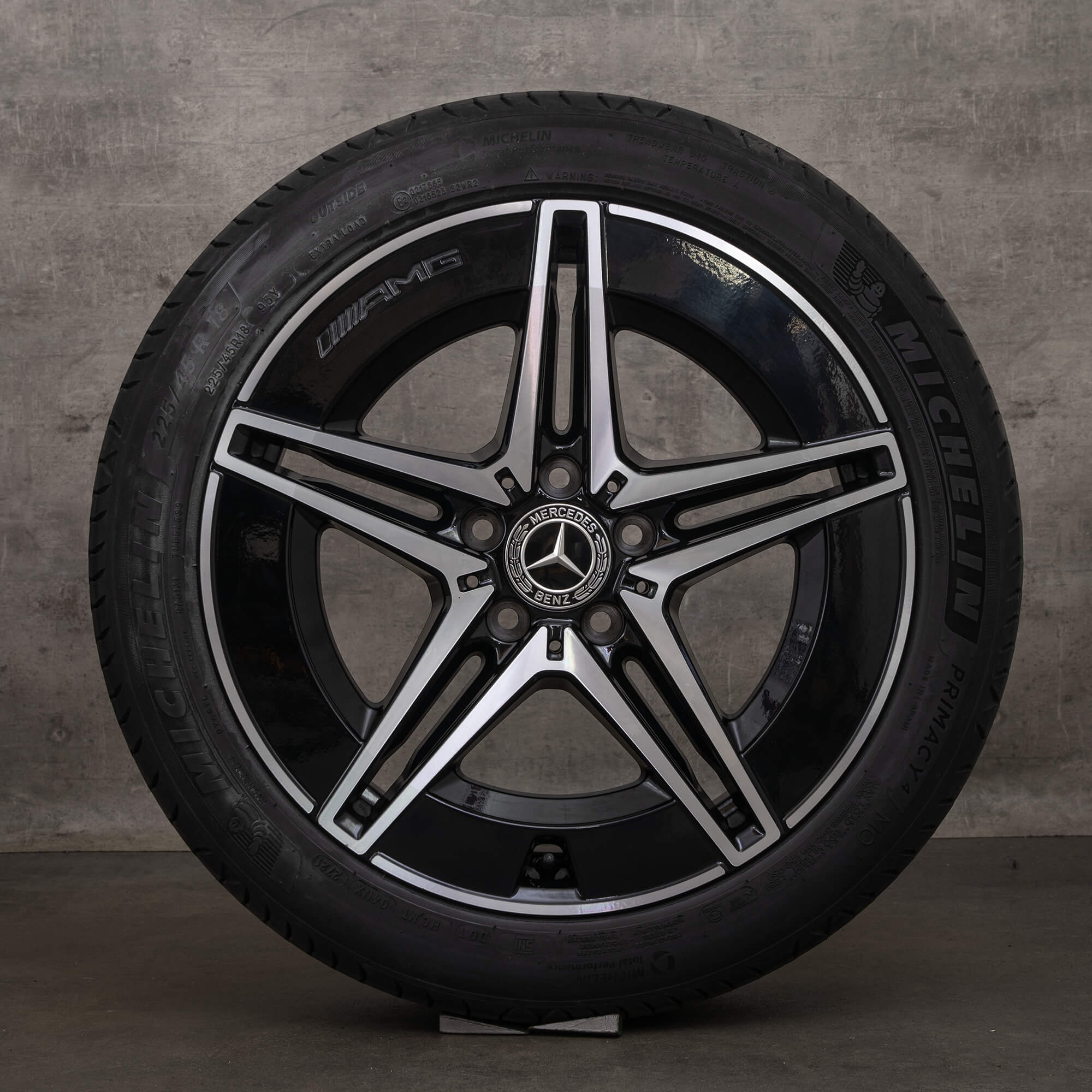 Originale Mercedes Benz C-Klasse AMG felger 18 tommers W206 S206 sommerhjul A2064011700 A2064011800 svart frontpolert
