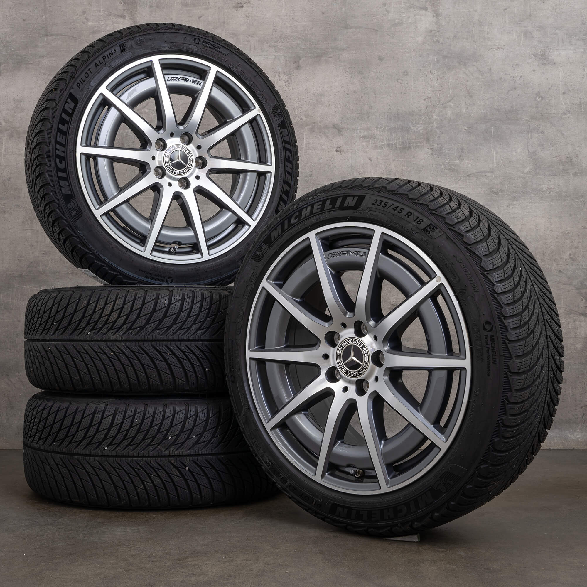 Llantas de invierno originales Mercedes Benz Clase C C43 AMG 18 pulgadas W206 S206 A2064012100 Gris Himalaya brillante