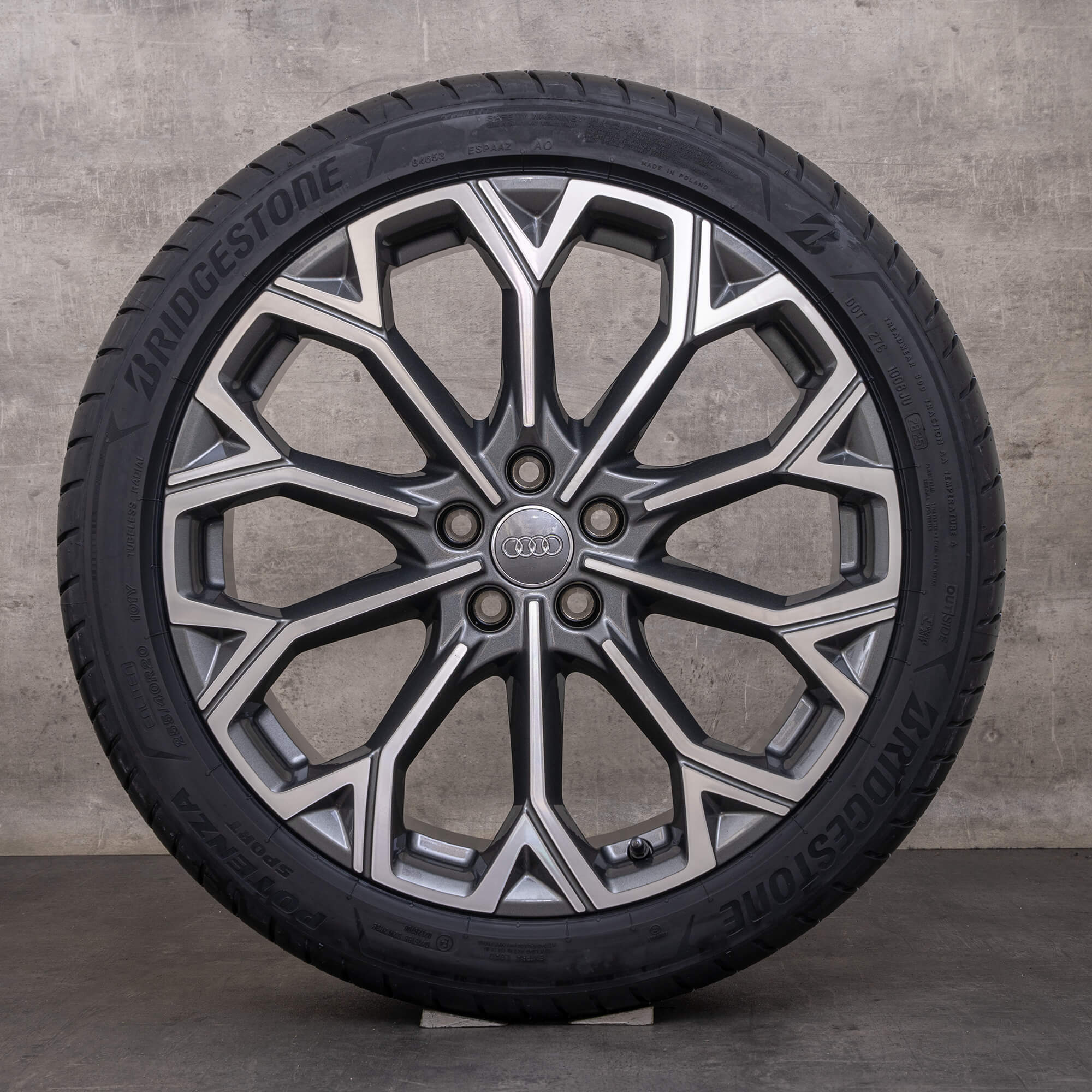 Originale Audi A6 S6 jante 20 inch 4P C8 C9 anvelope vară 4P0601025H gri grafit lucios întoarse NOU