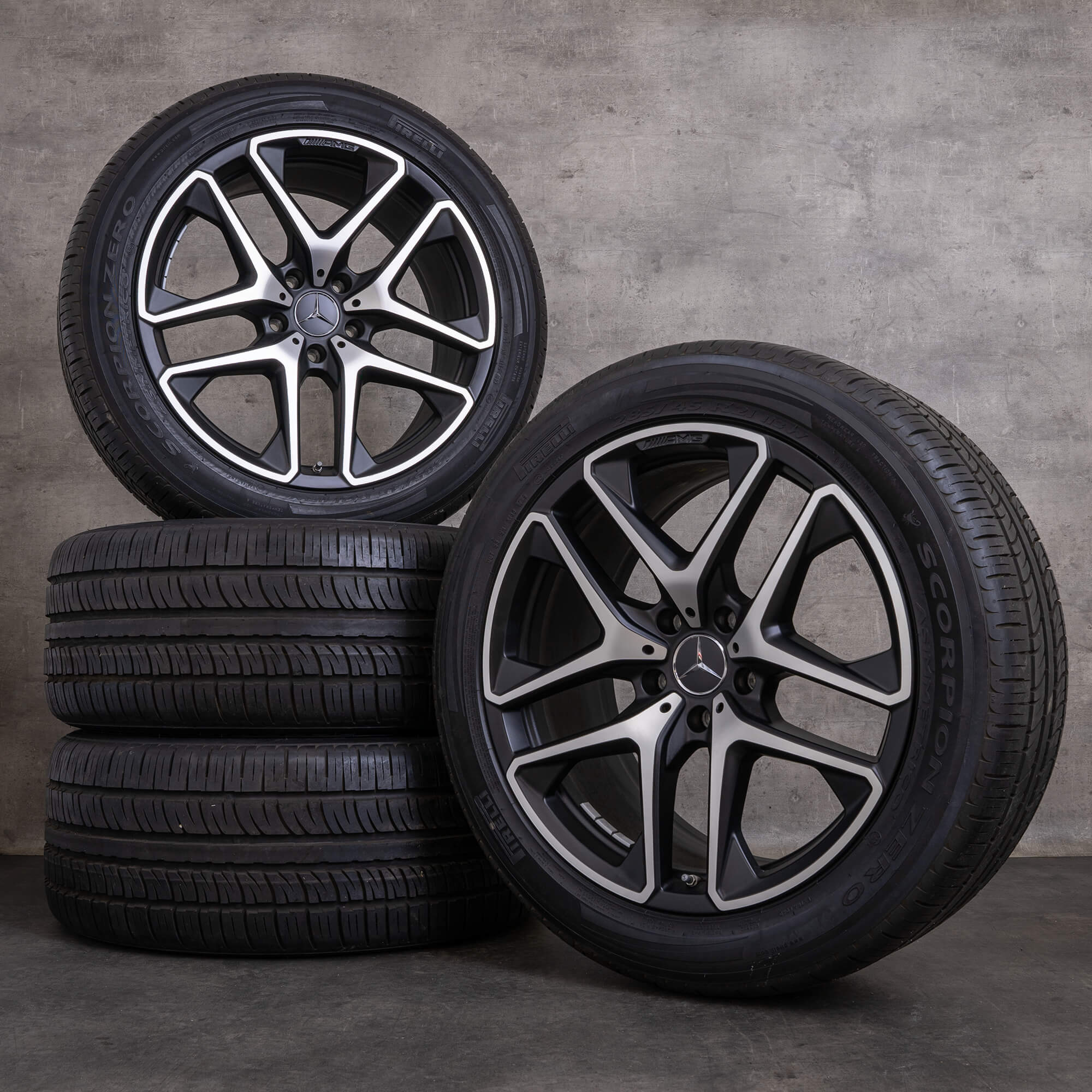 OEM Mercedes Benz G-Class G63 AMG Rims 21 inch W463A W465 Summer wheels A4634011900 black matt glossy turned