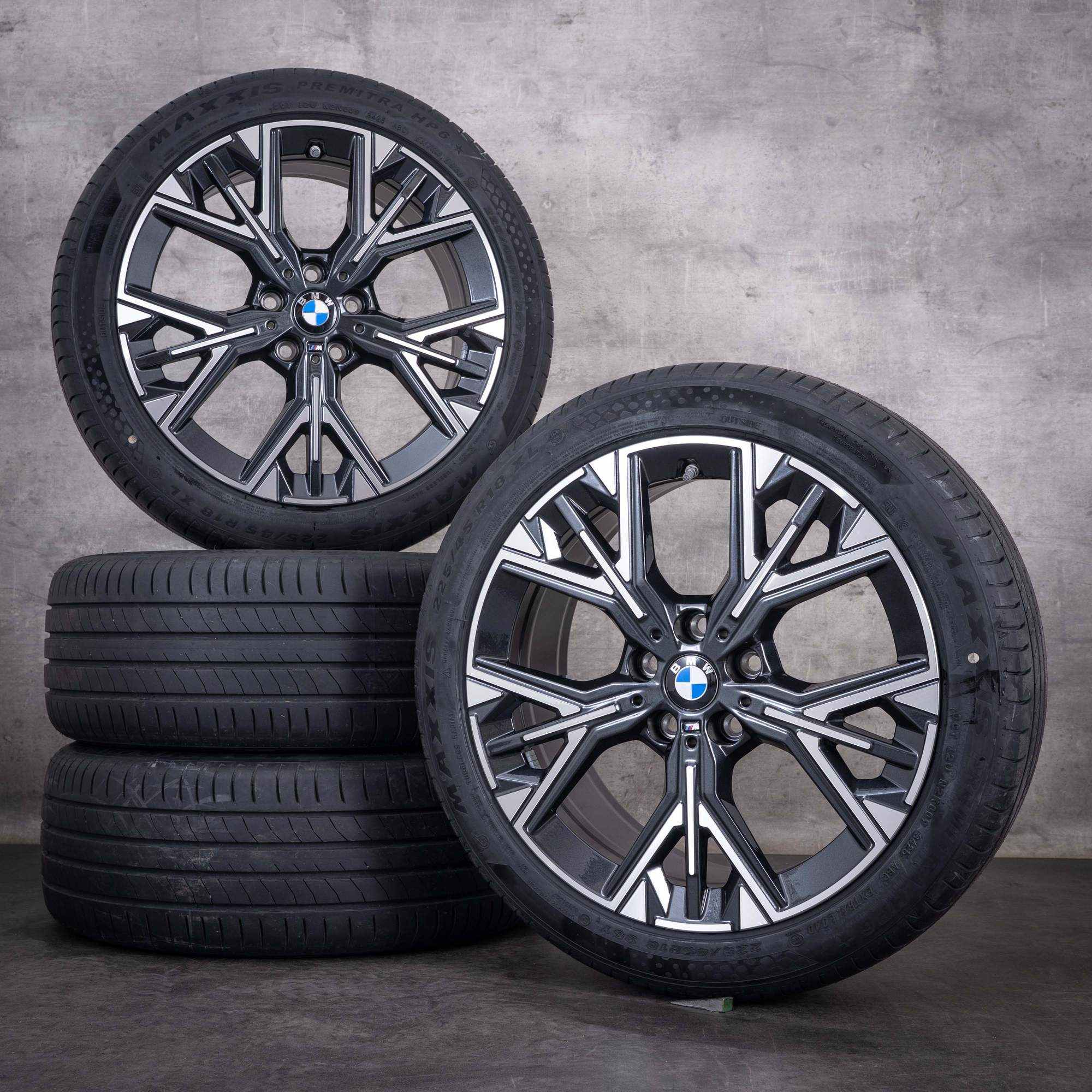 Originale BMW 1-serie 2-serie felger 18 tommer F70 F74 Gran Coupe Sommerhjul Styling 975 5A35E68 midnattsgrå frontpolert