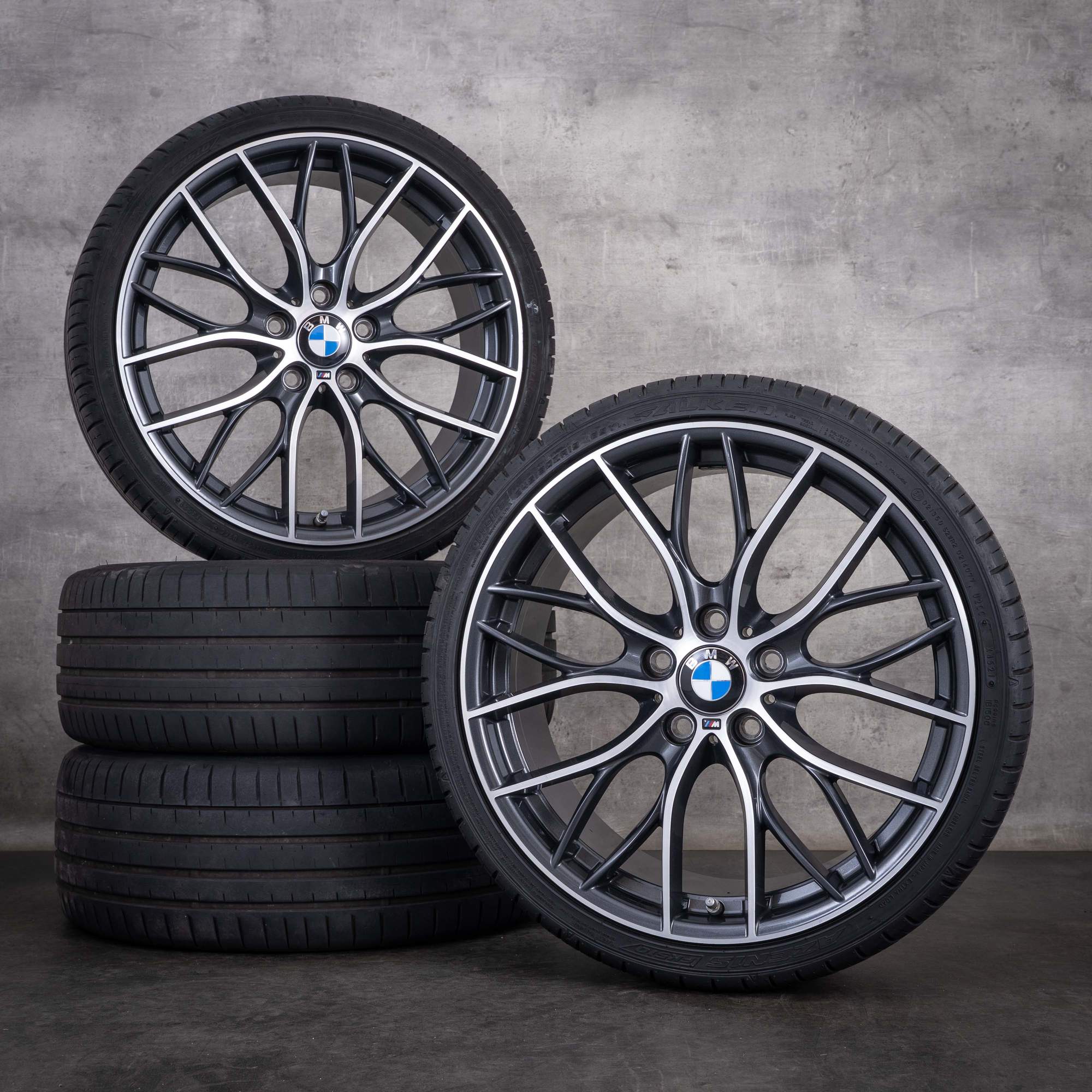 Jantes d'origine BMW Série 1 et Série 2 19 pouces F20 F21 F22 F23, jantes été, style 405 M 6796220 6796221, gris orbite, avant diamantée