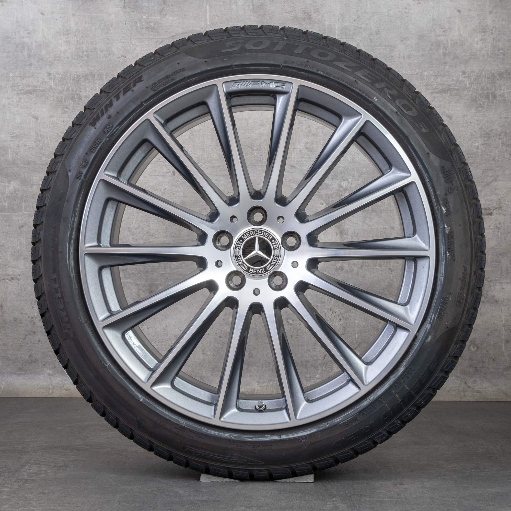 Alkuperäiset Mercedes-Benz AMG S-sarjan talvirenkaat 20 tuuman W223-vanteet moniosainen rengas himalajanharmaa kiillotettu A2234011500