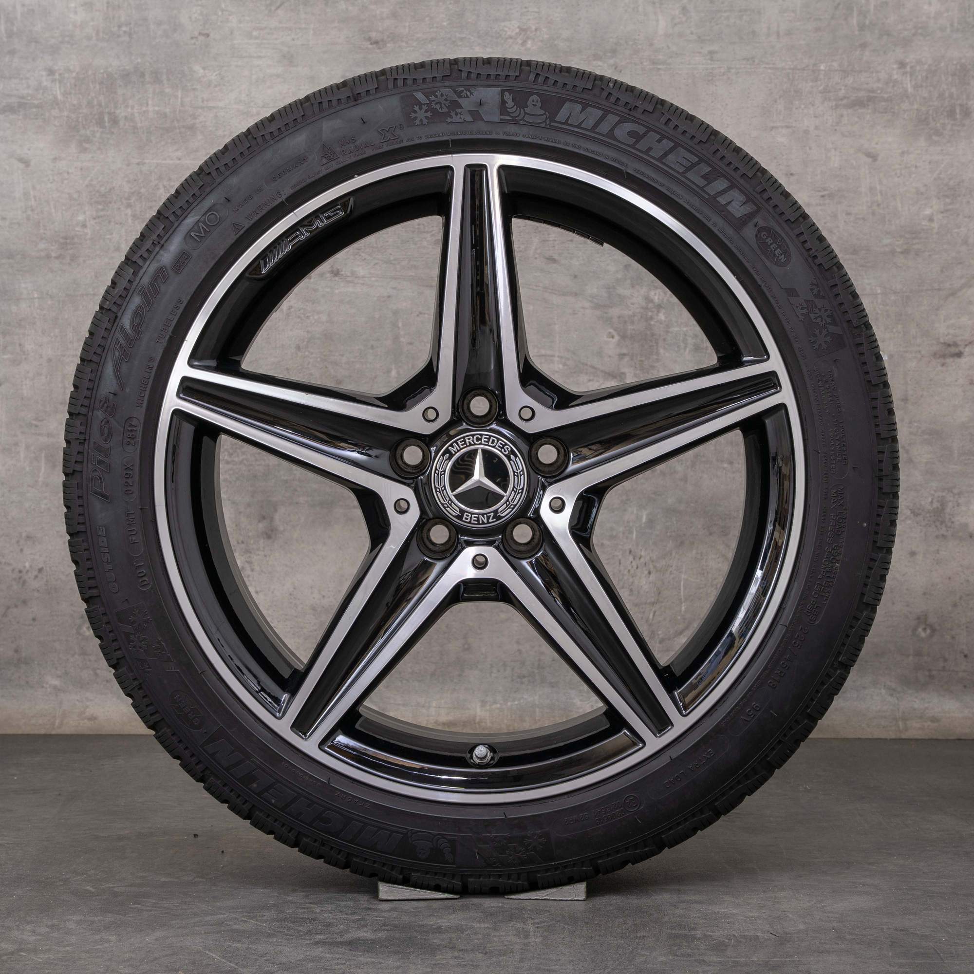 Alkuperäiset Mercedes Benz C-sarjan AMG C43 C450 Sport talvirenkaat 18 tuuman W205 S205 C205 A205 vanteet A2054014800 A2054011100 musta Kiillotettu