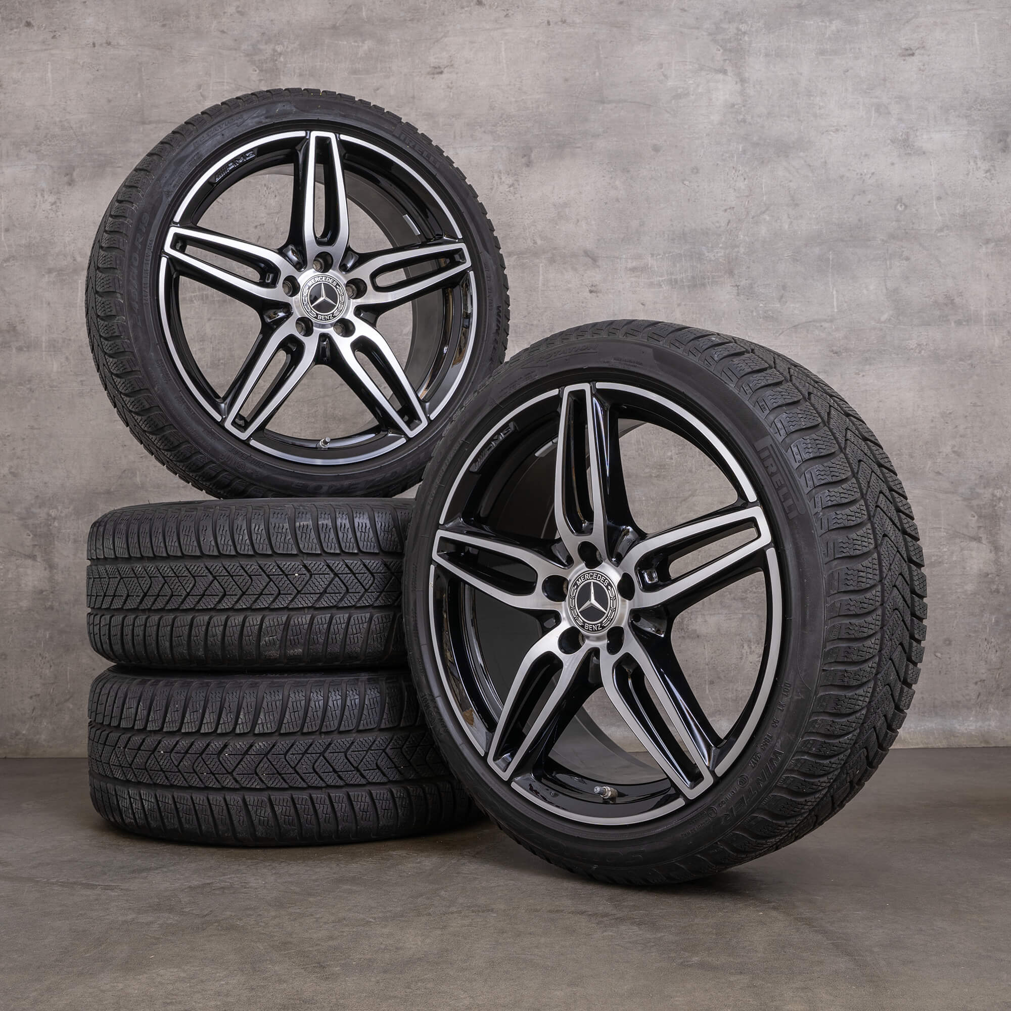 Originale Mercedes Benz E-Klasse AMG vinterhjul 19-tommers W213 S213 C238 A238 felger A2134012000 svart blank dreid