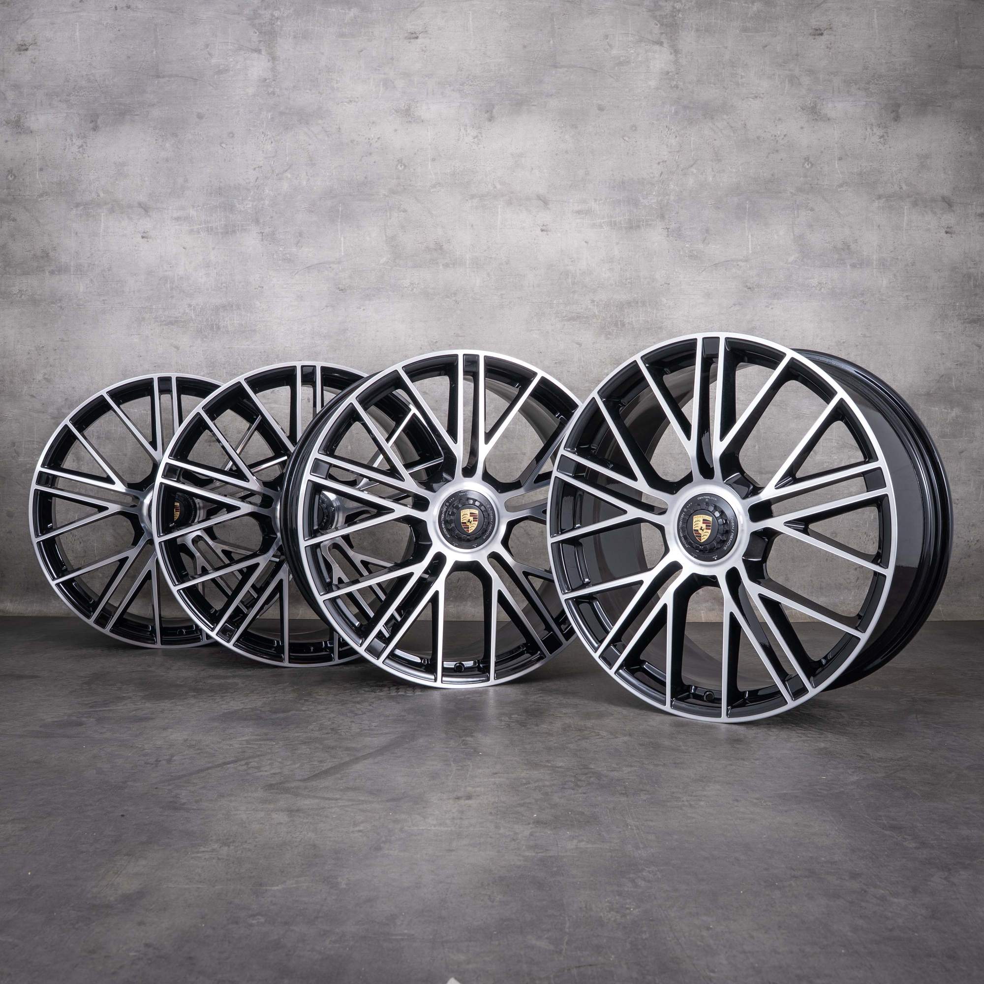 Alkuperäiset Porsche Panamera -vanteet 21 tuumaa 976 G3 Turbo S GTS 976601025T 976698025B diamond cut mustat UUDET