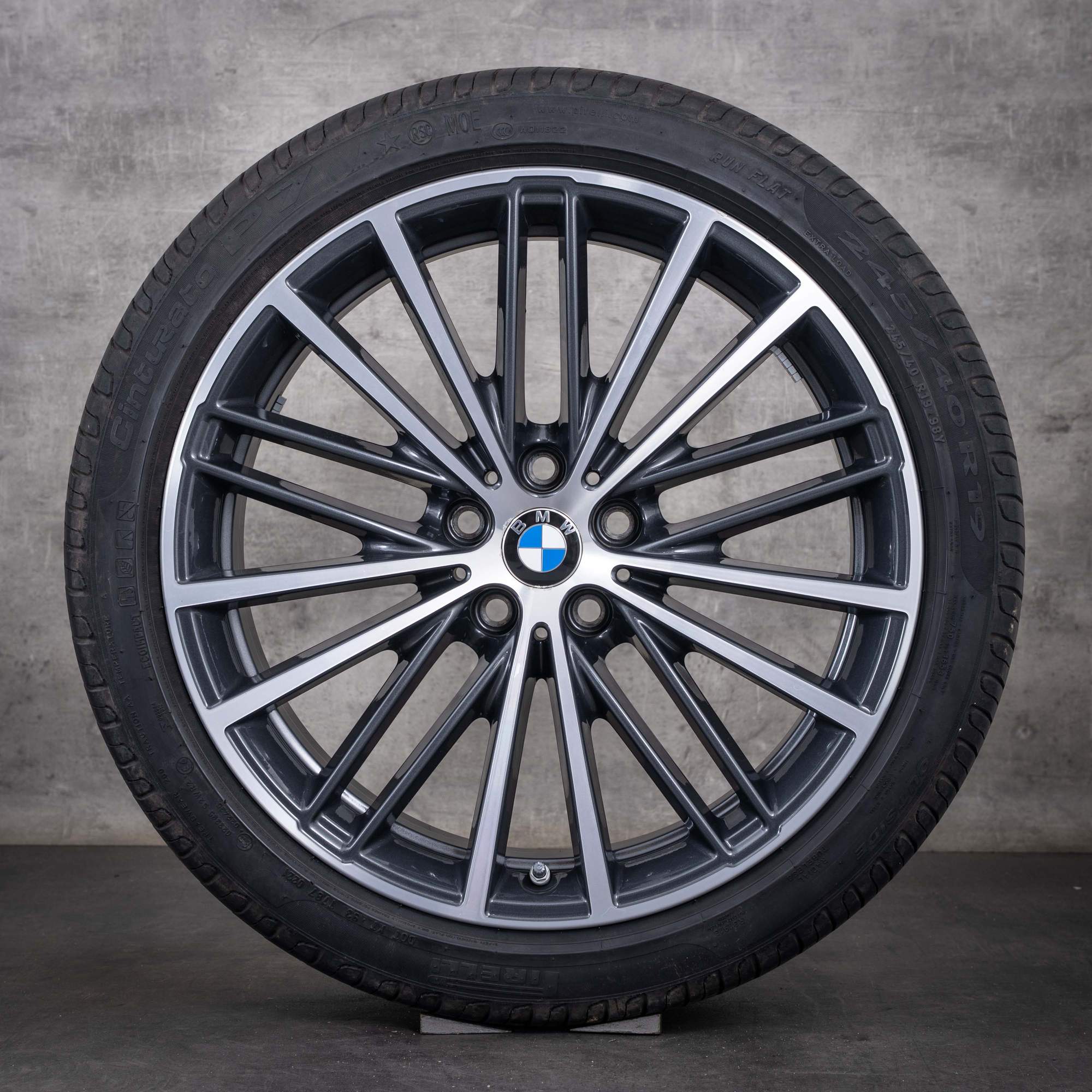 Original BMW 5er Felgen 19 Zoll G30 G31 Sommerräder Styling 635 6894839 6894840 orbitgrey glanzgedreht
