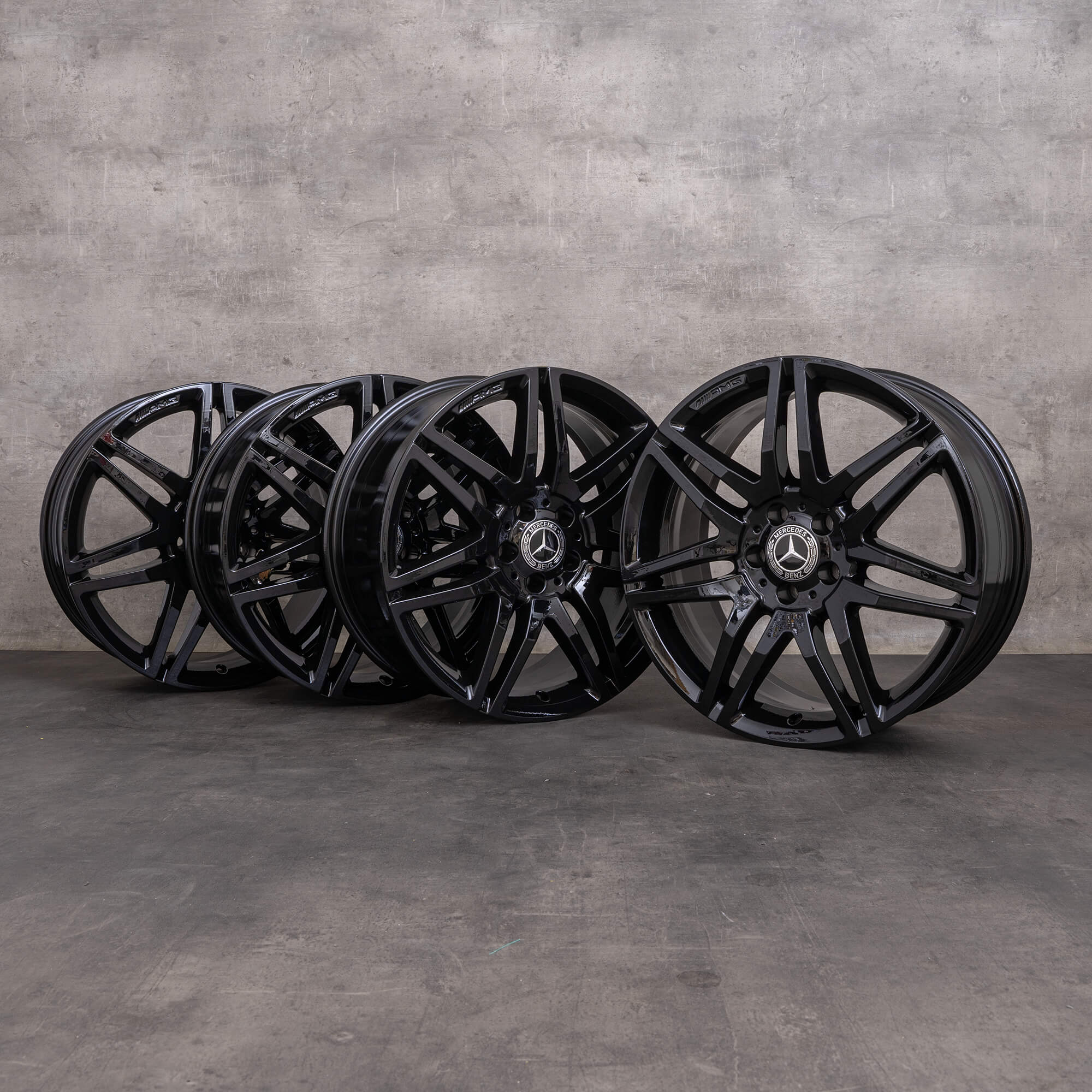 C207 On Rims OEM Mercedes Benz E-Class AMG rims 19 inch C207 A207 A2124014702 black ...