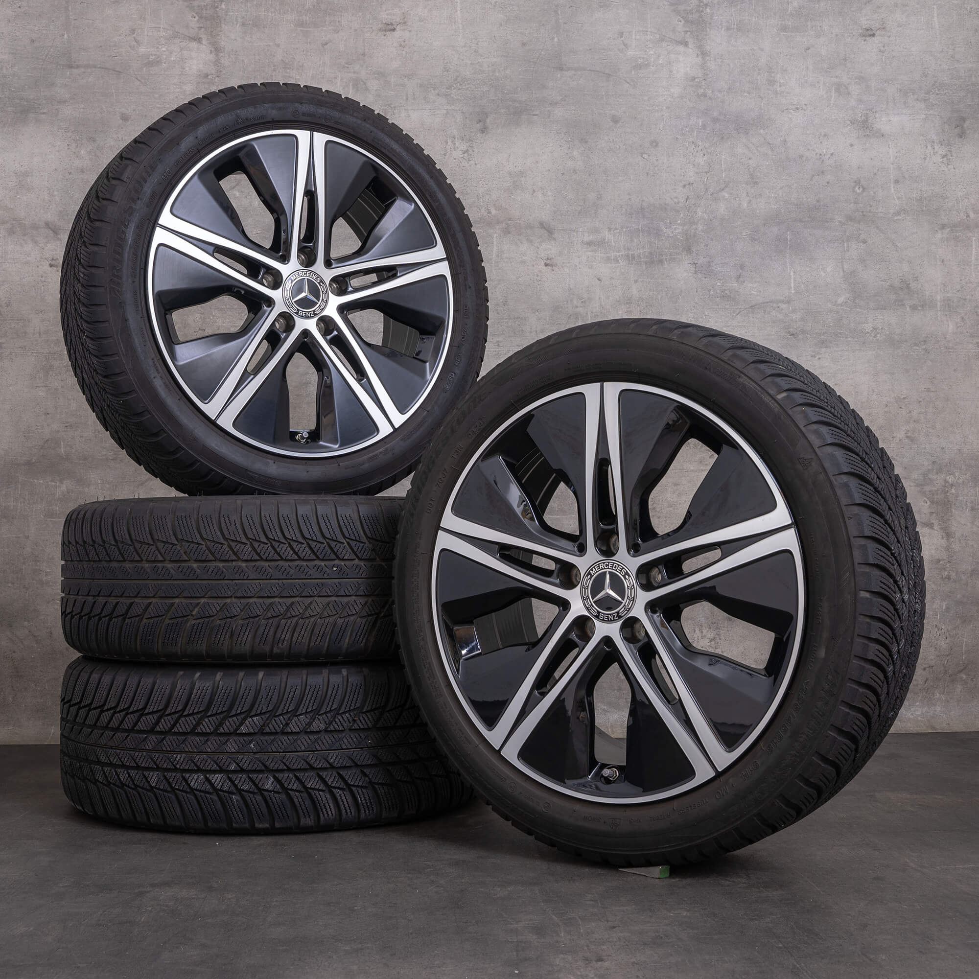 Jantes e pneus inverno originais Mercedes Benz Classe A B CLA 18 polegadas W177 V177 W247 C118 X118 jantes A1774010500 preto brilhante torneado