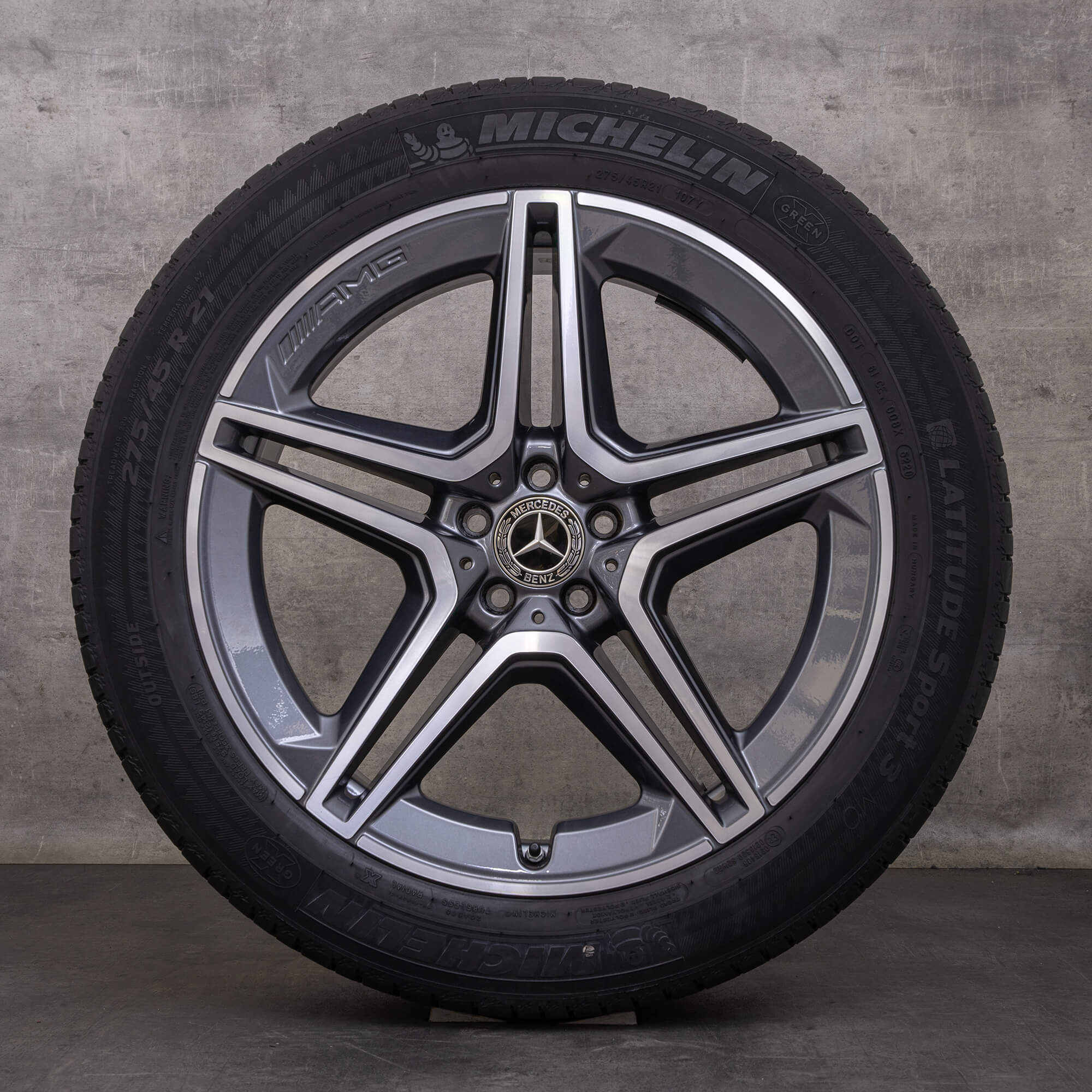 Jantes e pneus inverno originais Mercedes Benz GLS AMG de 21 polegadas X167 jantes A1674017300 A1674017400 himalaia cinzento polido