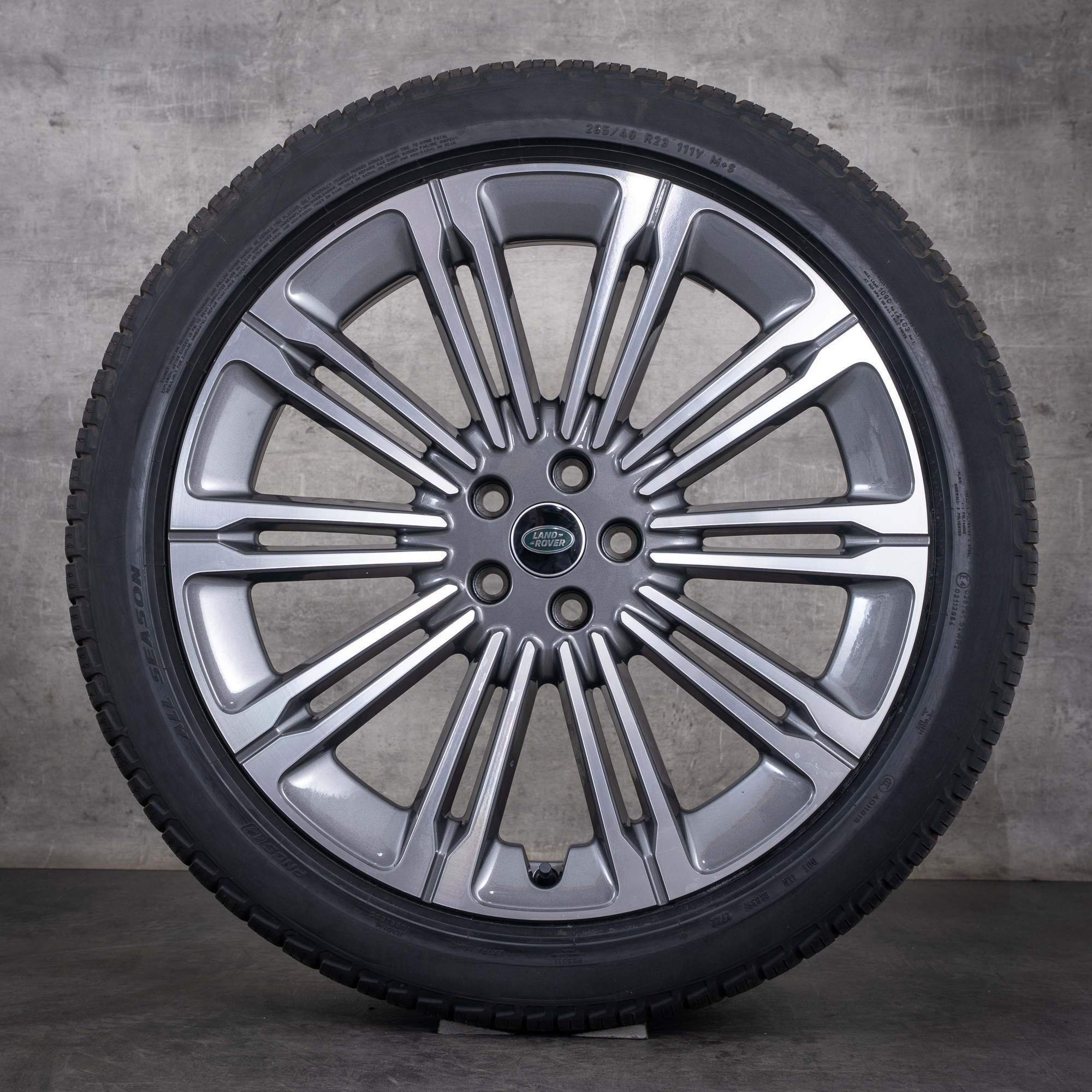 Oryginalne felgi Land Rover 23 cale Range Sport opony całoroczne M8E2-1007-KA ferric grey Polerowane