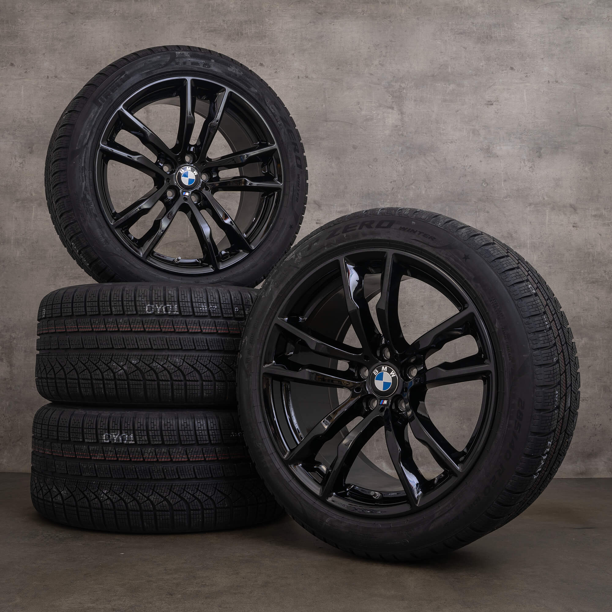 Original BMW X5M X6M Felgen 20 Zoll F85 F86 Winterreifen 2284654 2284655 611 M schwarz hochglanz