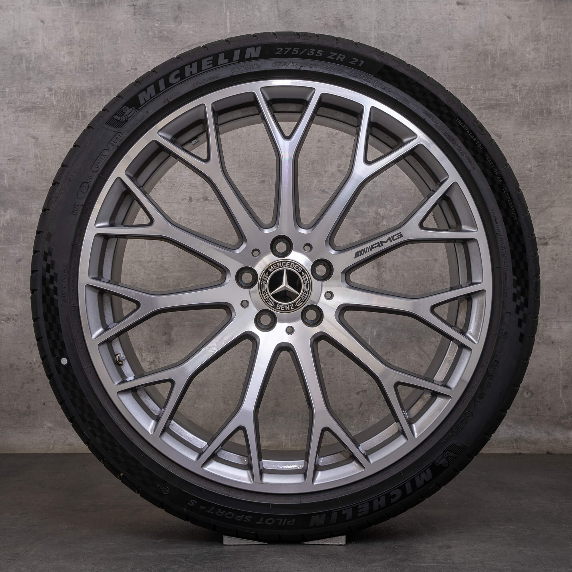 OEM Mercedes Benz SL AMG rims 21 inch R232 summer wheels A2324012700 A2324012800 himalaya gray glossy turned