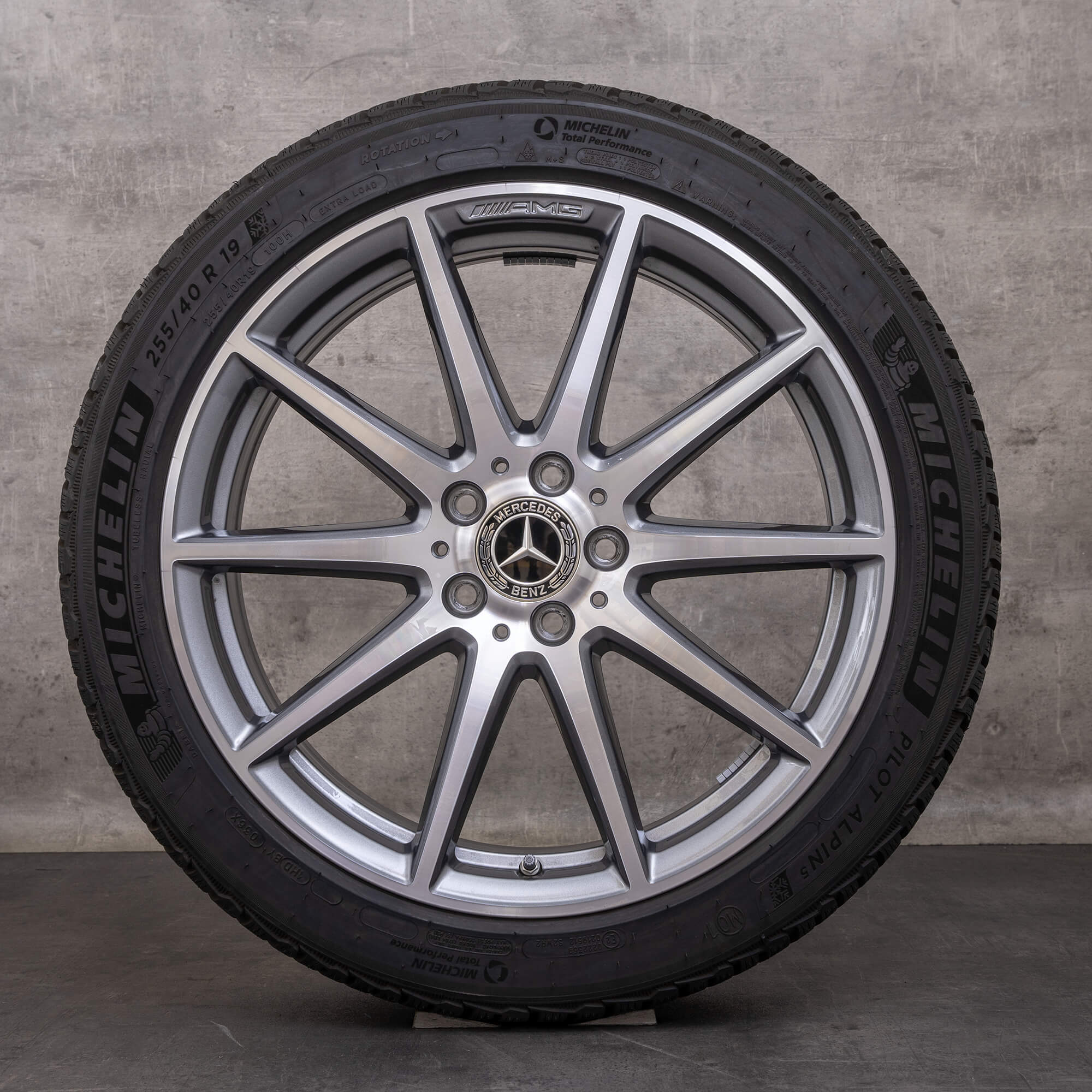 Orijinal Mercedes Benz C-Serisi C63 AMG kış jant lastik 19 inç W206 S206 jantlar A2064016900 A2064012800 himalaya gri parlak tornalanmış