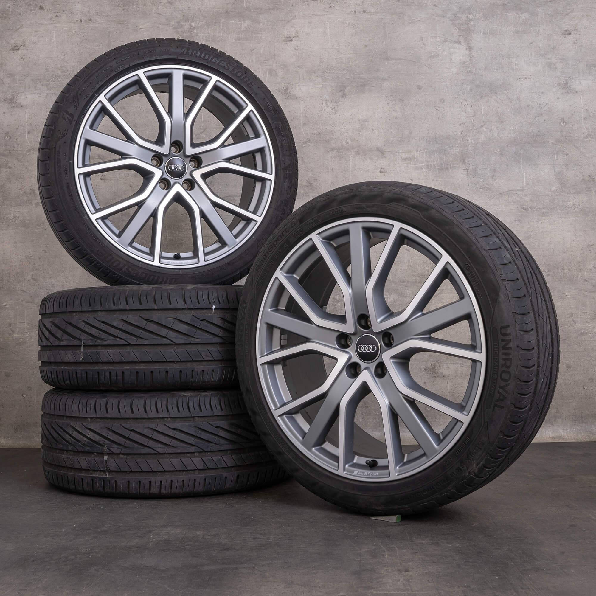 Jante originale Audi A6 S6 20 inch 4K C8 anvelope jante vară 4K0601025AB antracit mat