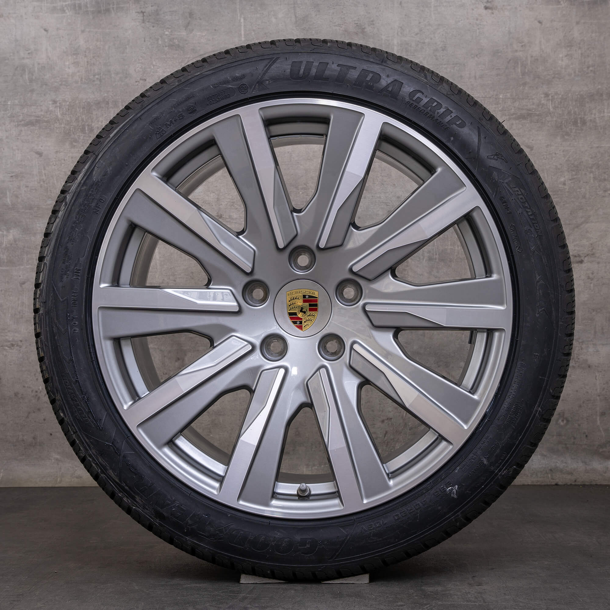 OEM Porsche Taycan snow tire packages 20 inch 9J1 II Rims 9J1601025L 9J1601025M platinum silver glossy turned